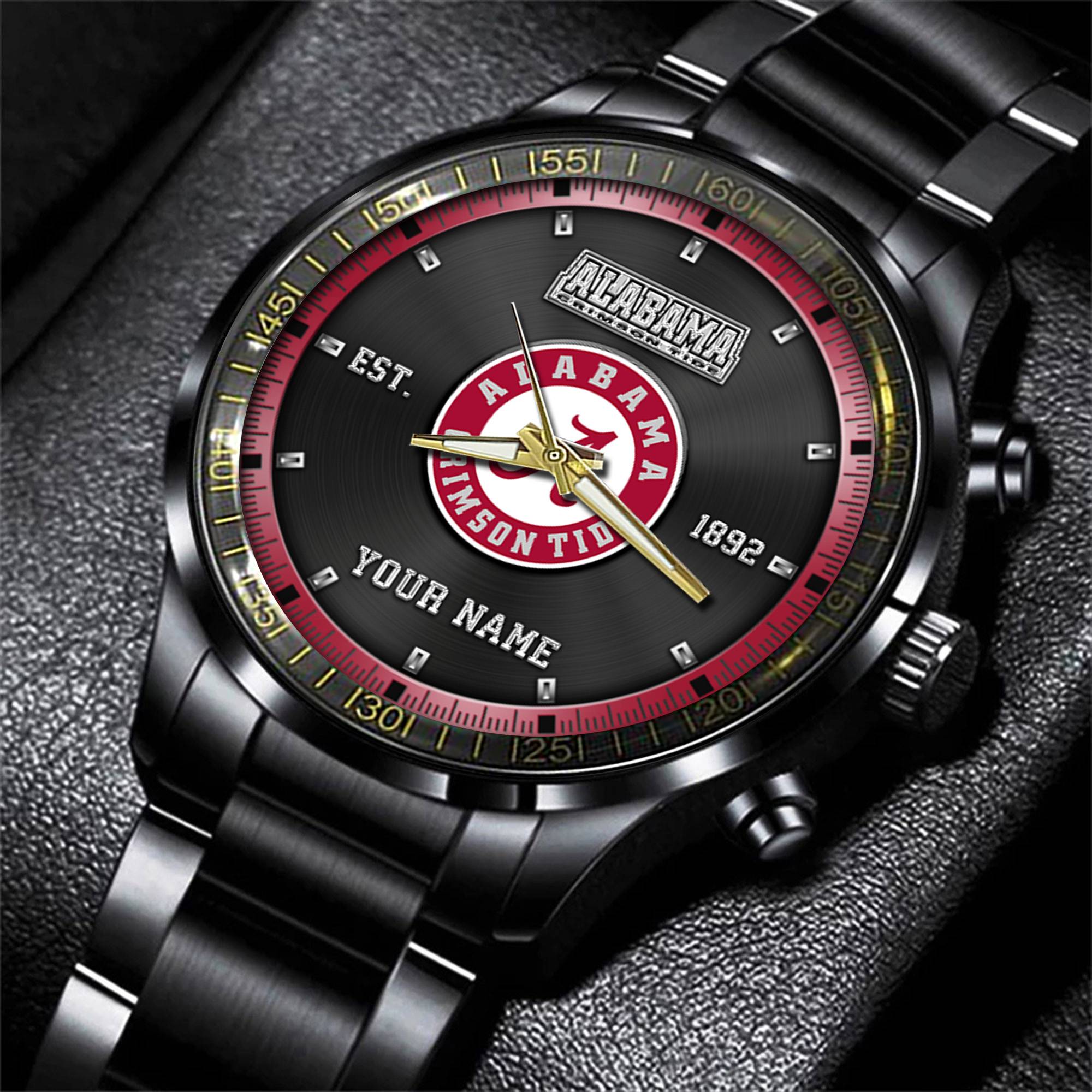 Goalzenith Alabama Crimson Tide NCAA Personalized Black New Hand Watch Gifts For Fans