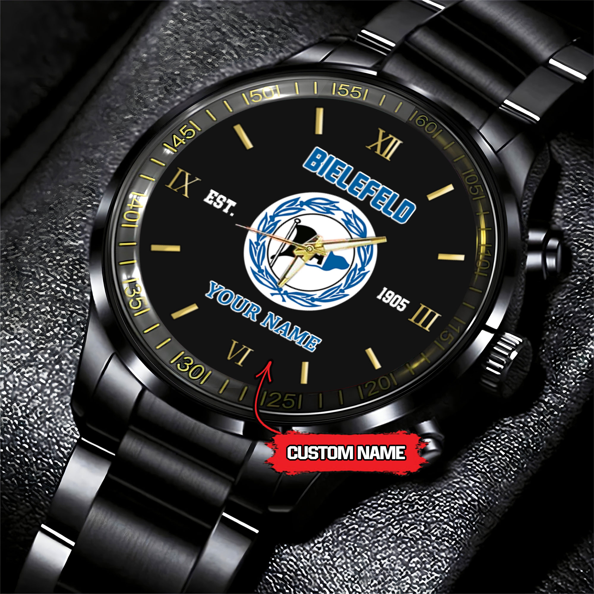 Goalzenith Arminia Bielefeld Bundesliga New Personalized Black Stainless Steel Watch Gifts For Fans
