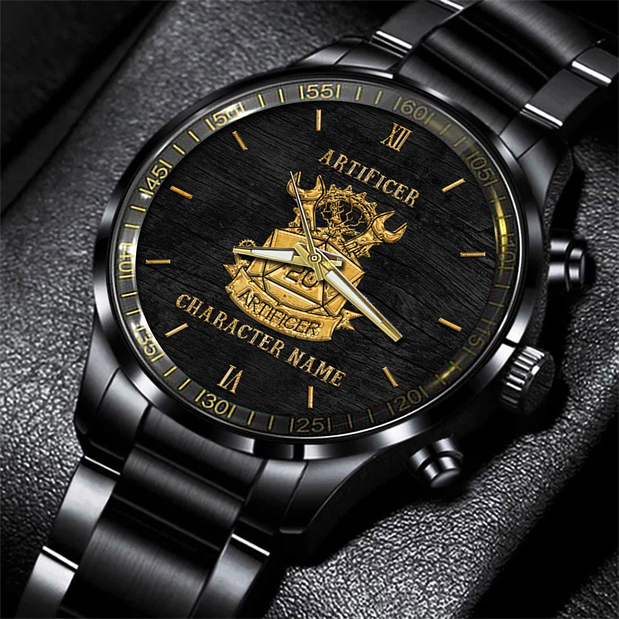 Goalzenith Artificer Dungeons & Dragons Game Black Fashion Watch Custom Character Name