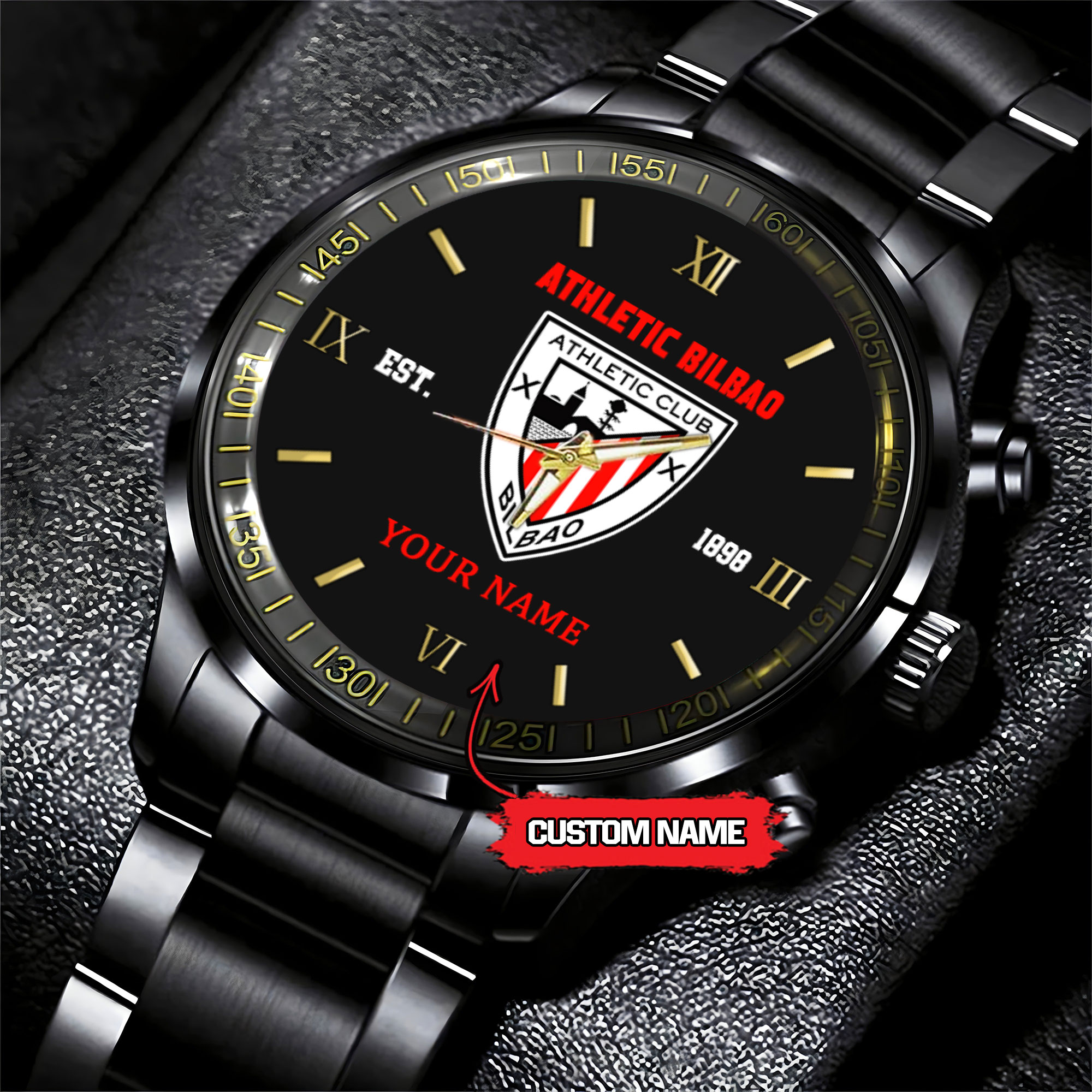 Goalzenith Athletic Bilbao LaLiga Personalized Black Hand Watch Gifts For Fan Club