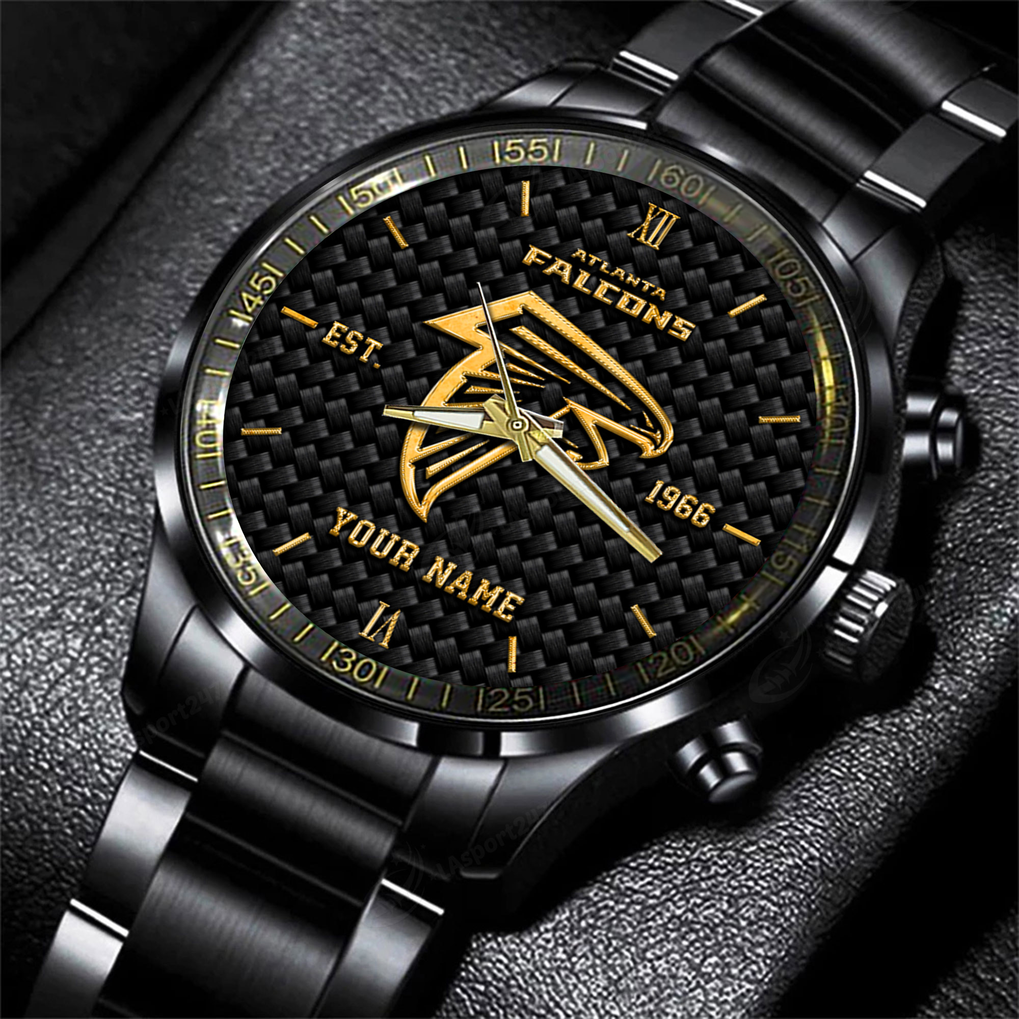 Goalzenith Atlanta Falcons NFL Black Fashion Hand Watch Custom Your Name Gift For Fan