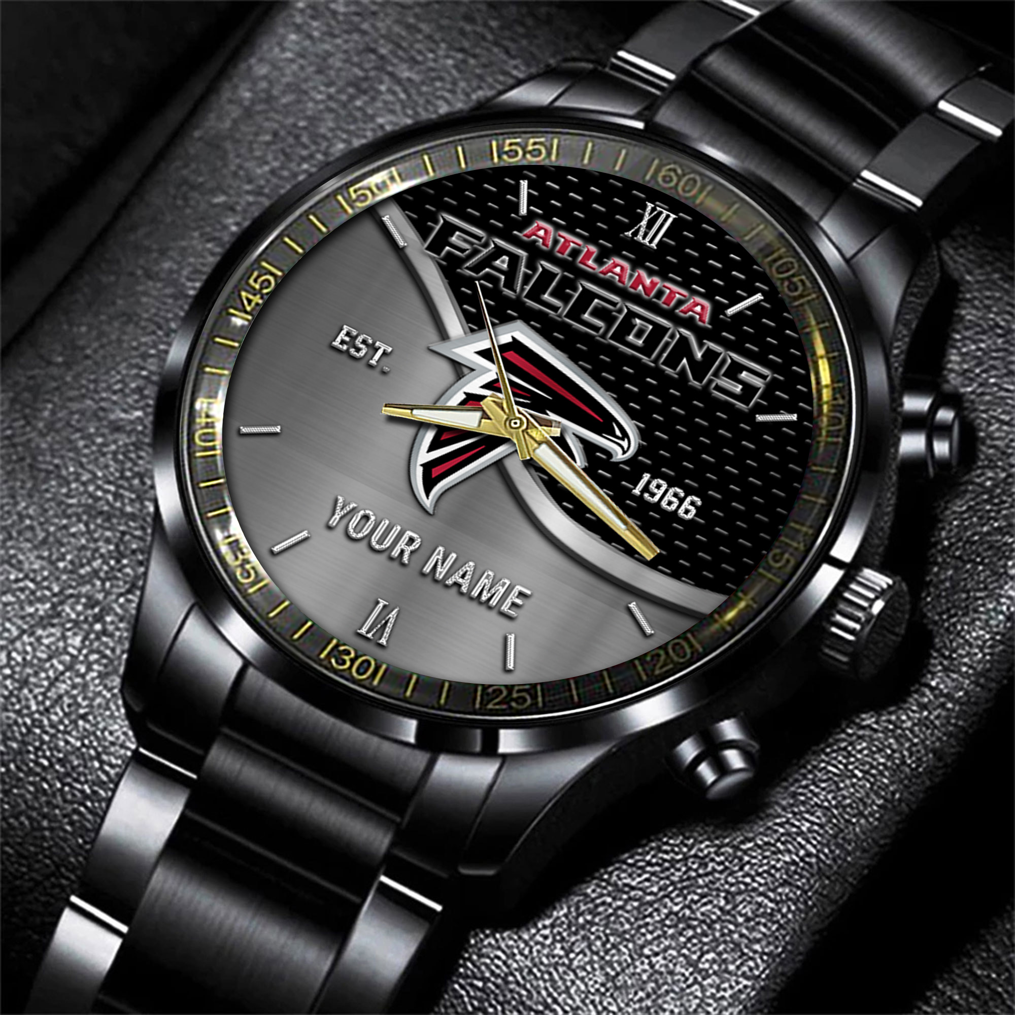 Goalzenith Atlanta Falcons NFL Black Fashion Hand Watch Custom Your Name Gift For Fan
