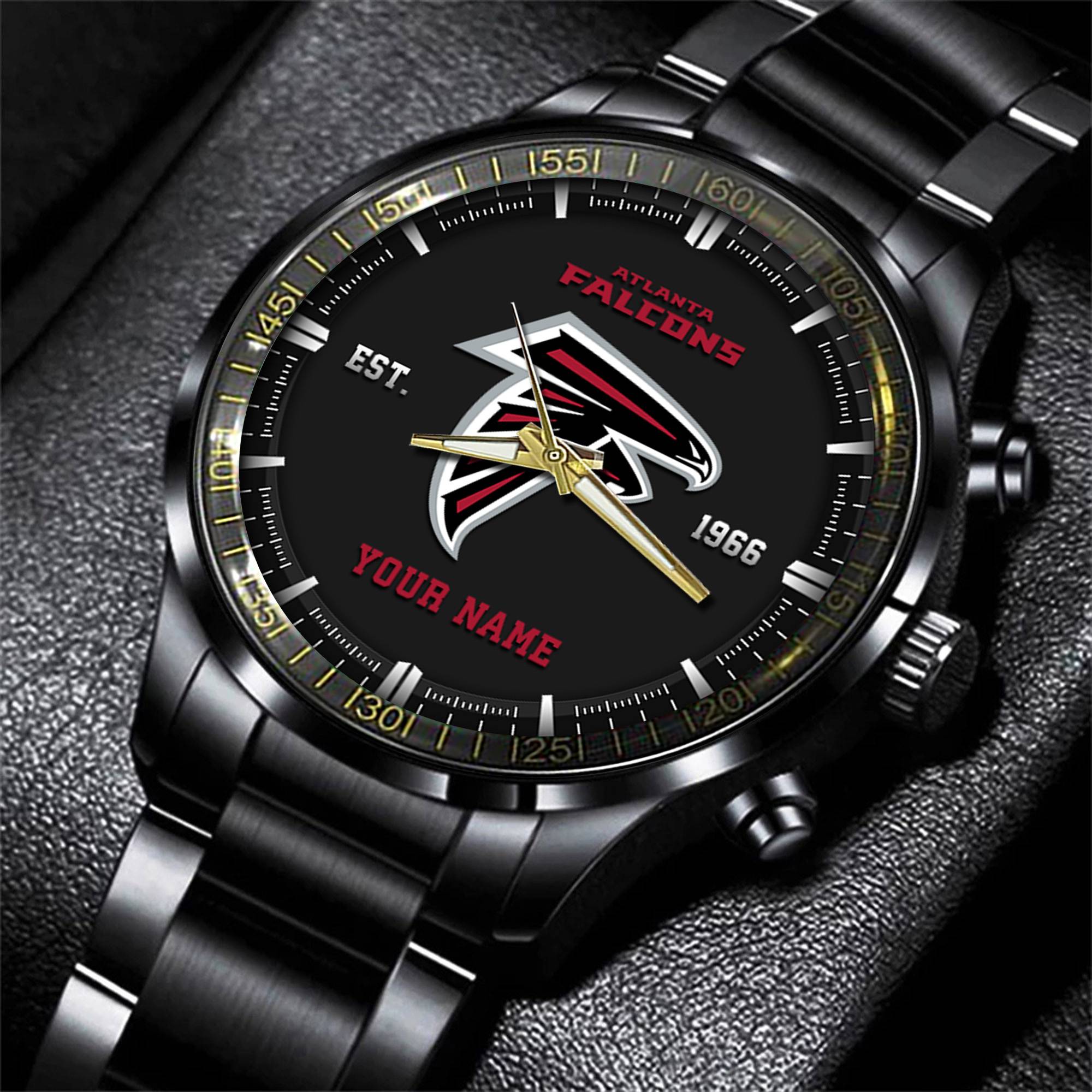Goalzenith Atlanta Falcons NFL Personalized Black Fashion Watch Gifts For Fans