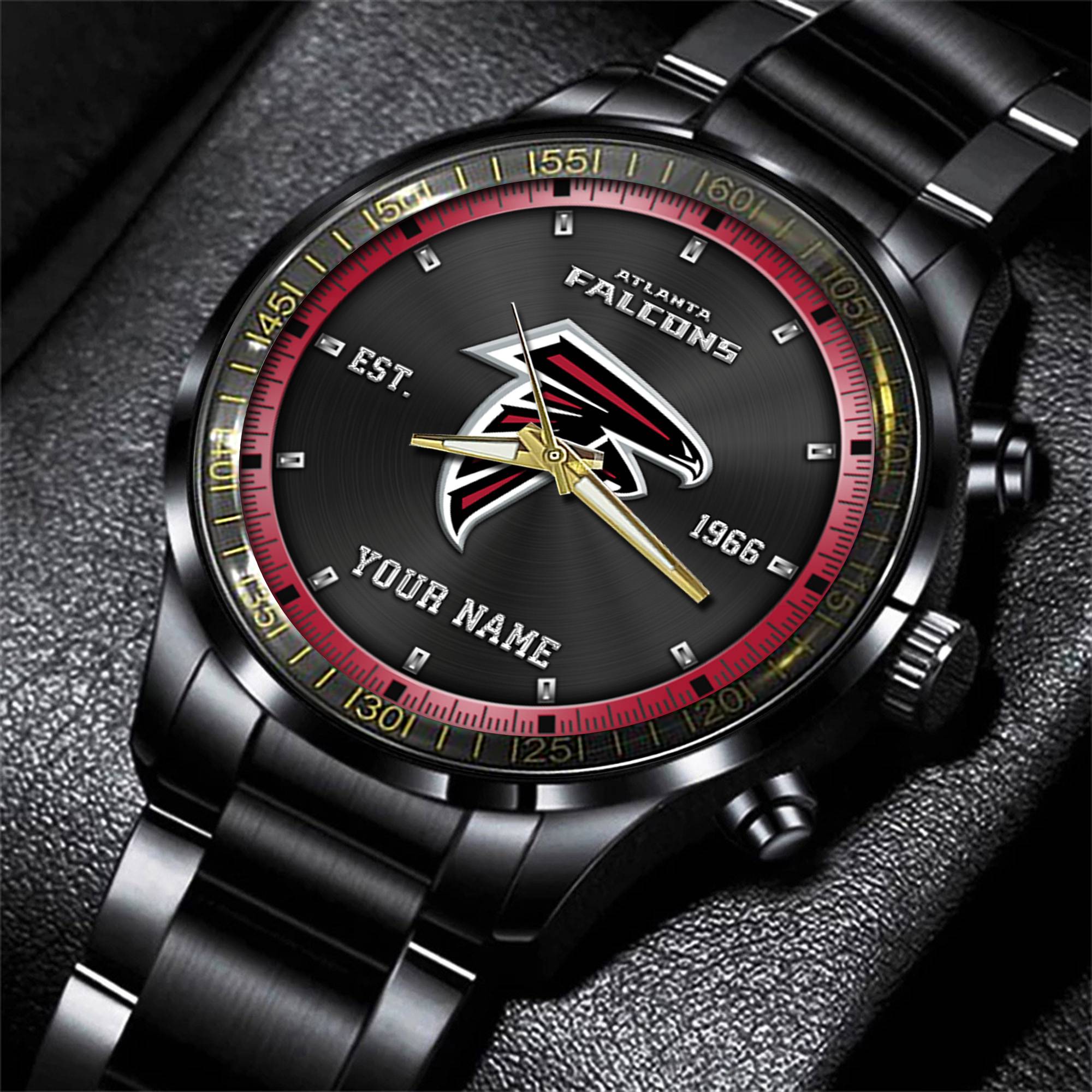 Goalzenith Atlanta Falcons NFL Personalized Black Fashion Watch Gifts For Fans