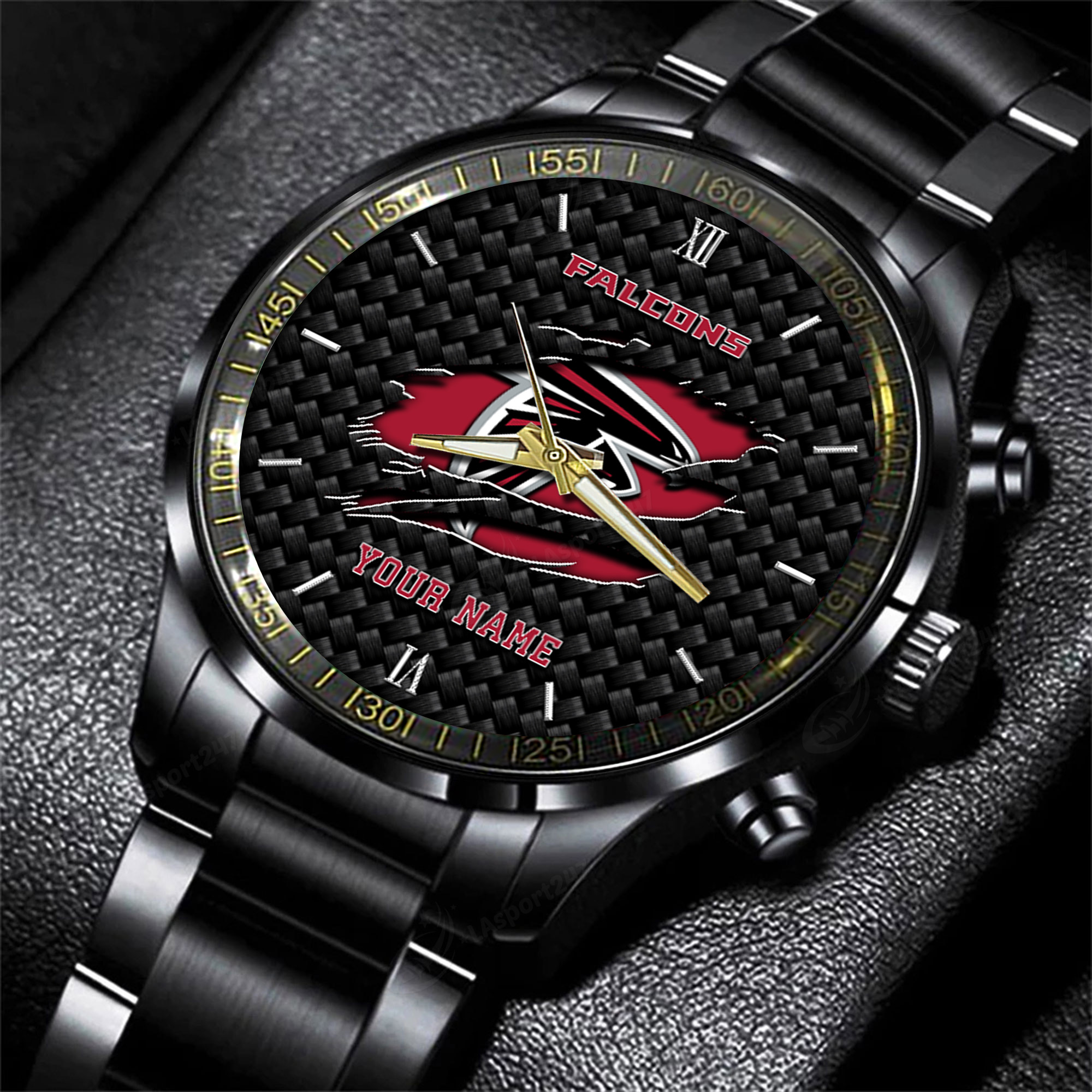 Goalzenith Atlanta Falcons NFL Personalized Sport Black Fashion Watch For Fan