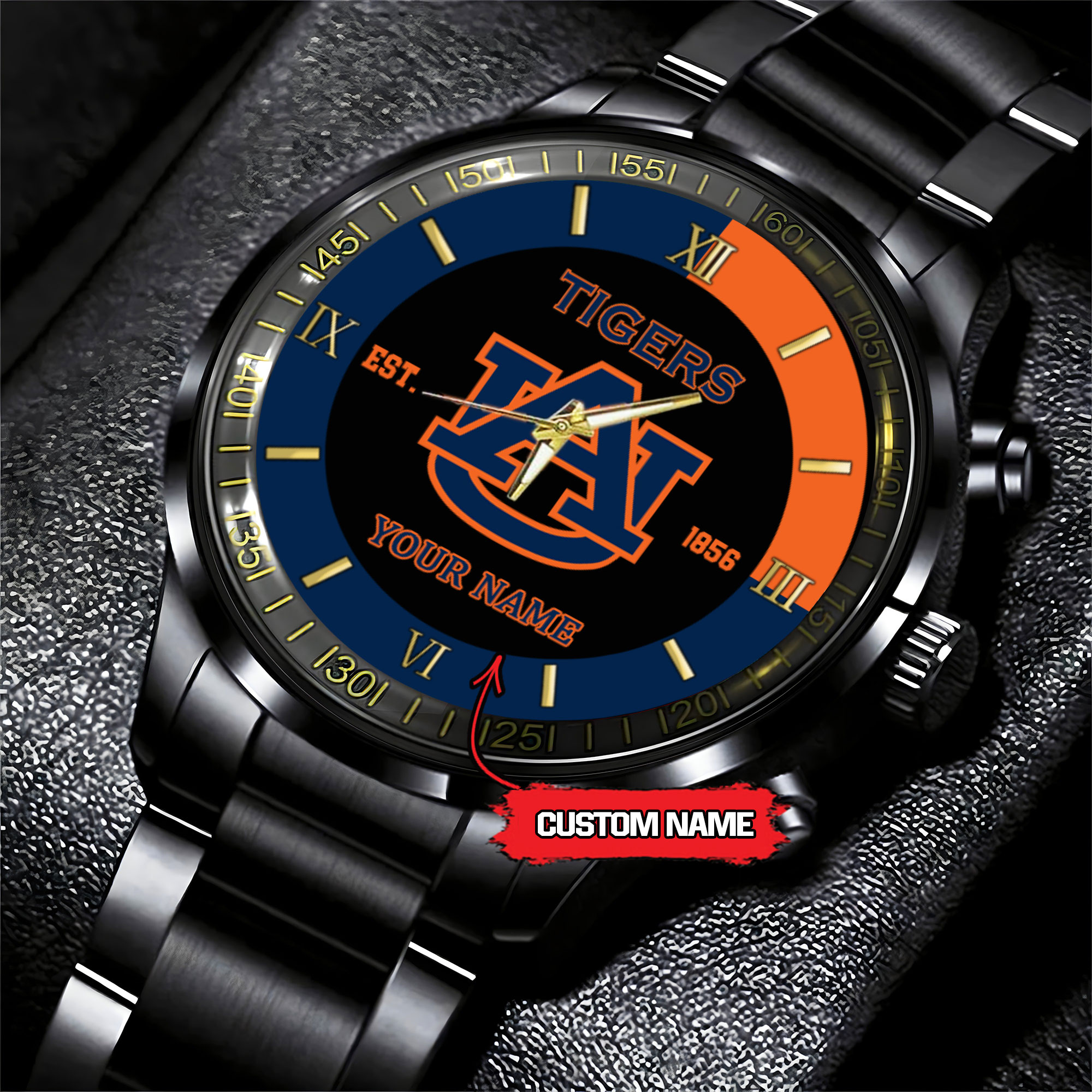 Goalzenith Auburn Tigers NCAA Personalized Black Hand Watch For Fans