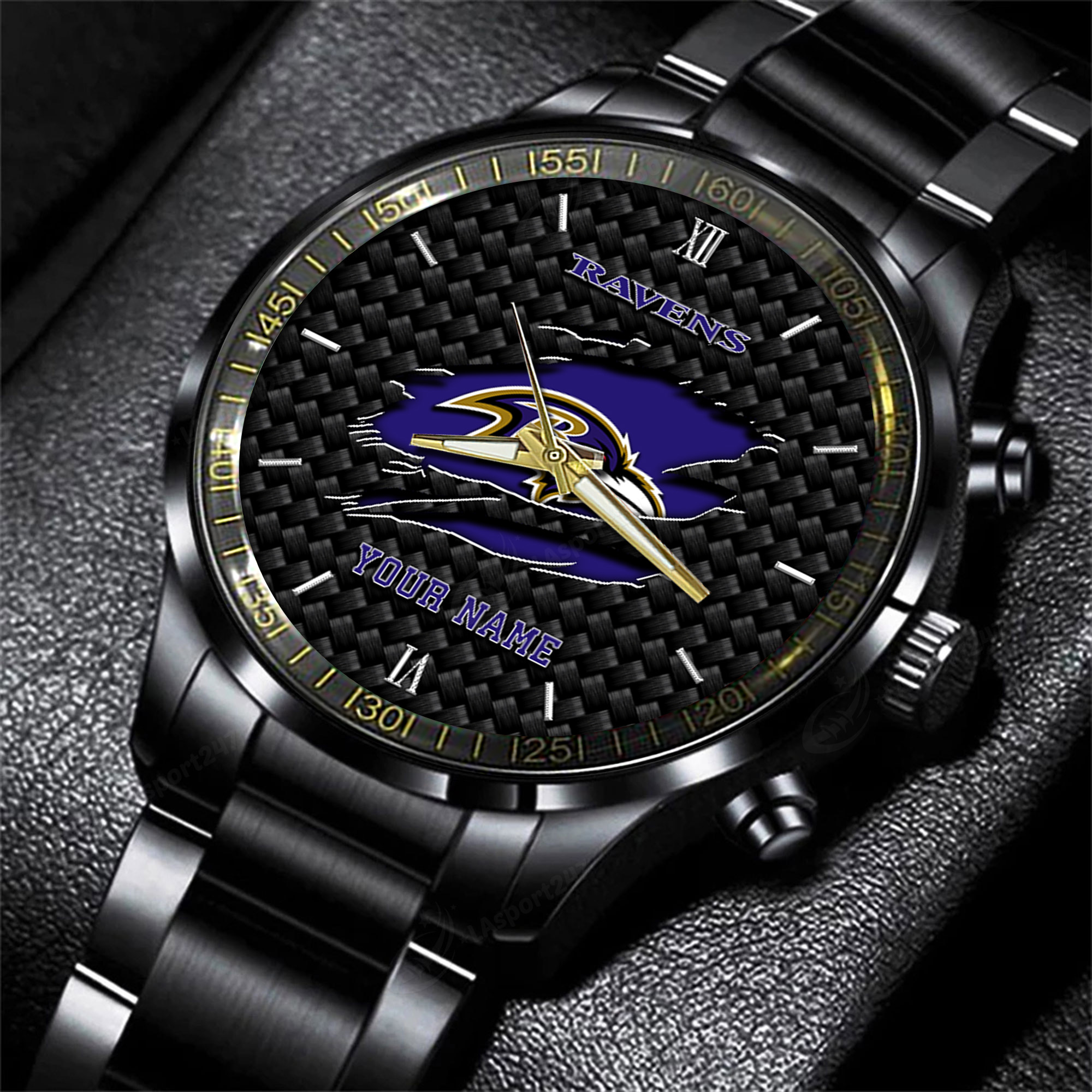 Goalzenith Baltimore Ravens NFL Personalized Sport Black Fashion Watch For Fan