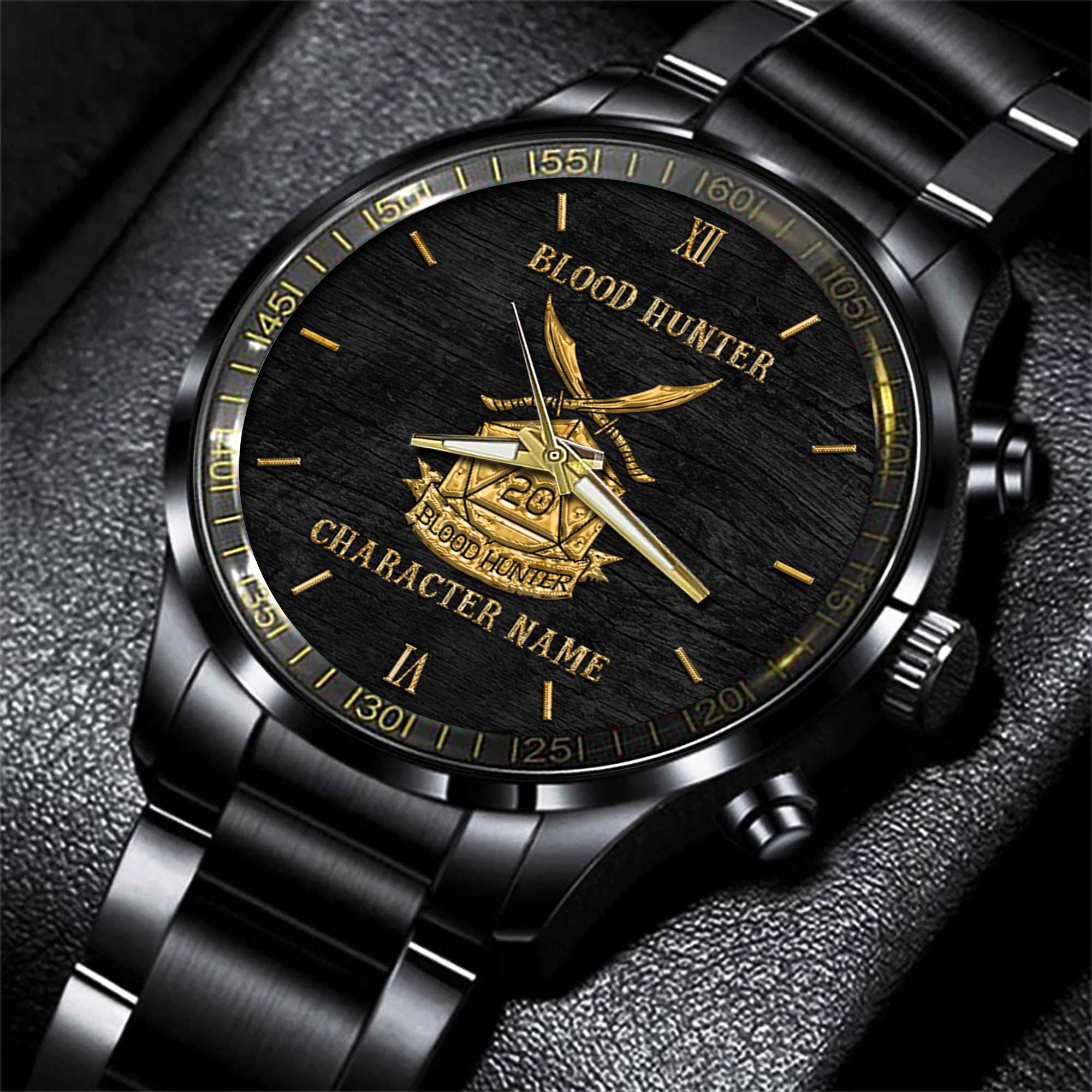 Goalzenith Blood Hunter Dungeons & Dragons Game Black Fashion Watch Custom Character Name