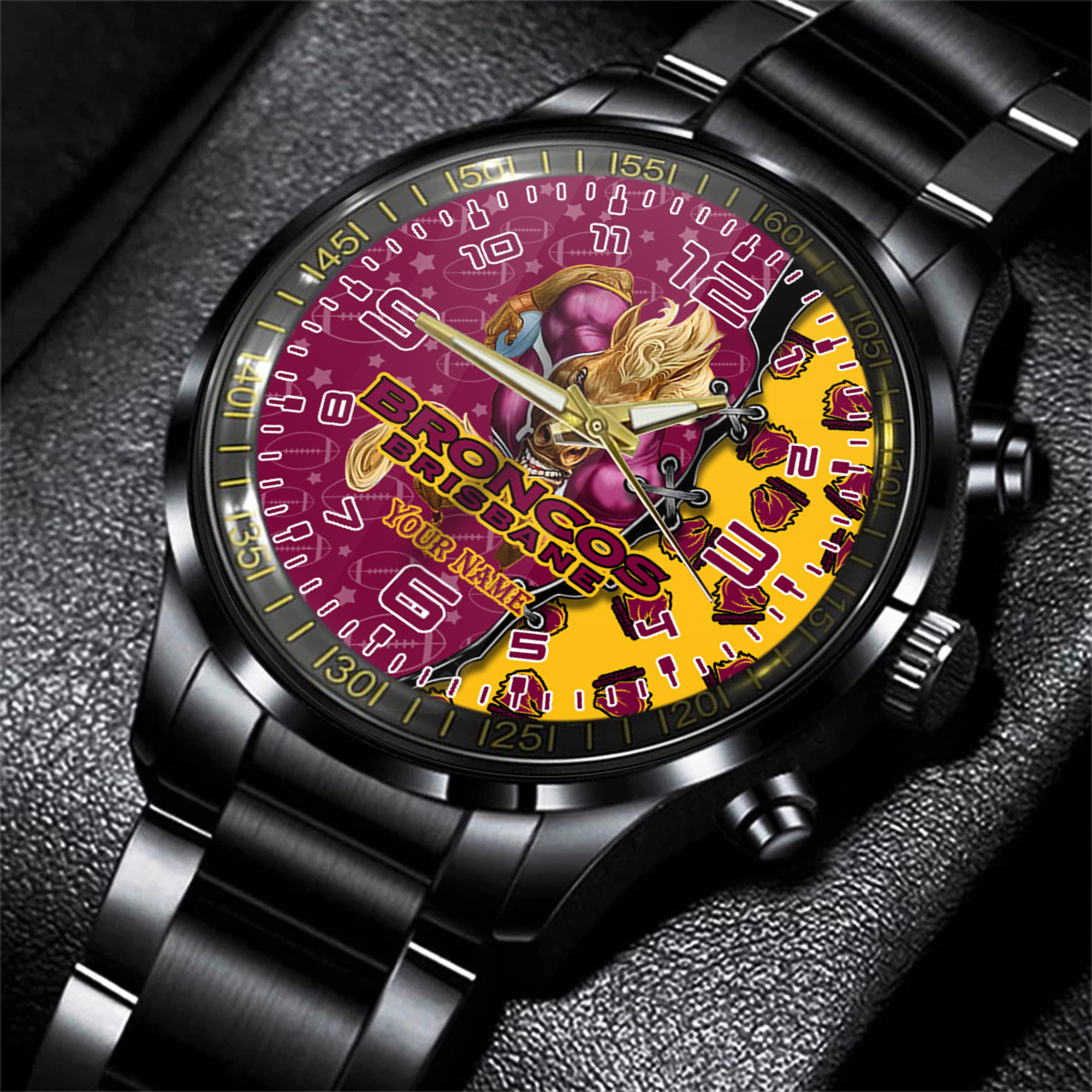 Goalzenith Brisbane Broncos NRL Personalized Style 3D Men Hand Watch Gift For Fans