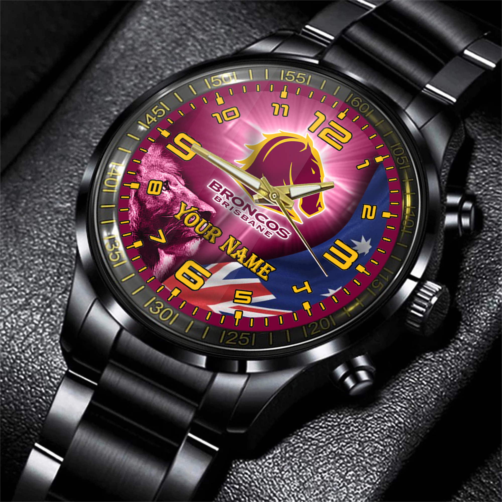 Goalzenith Brisbane Broncos NRL Personalized Style 3D Men Hand Watch Gift For Fans