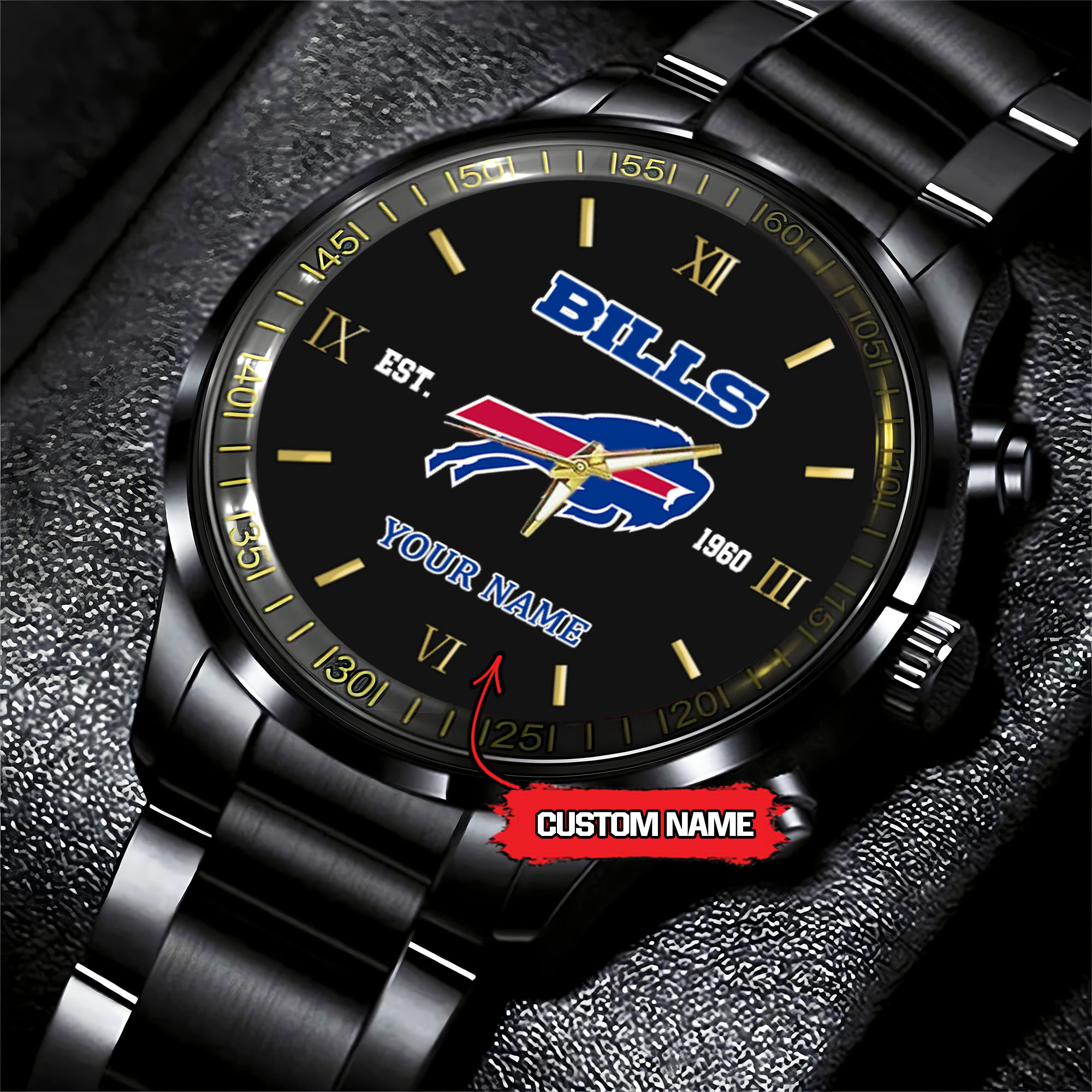 Goalzenith Buffalo Bills NFL Personalized Black Fashion Watch