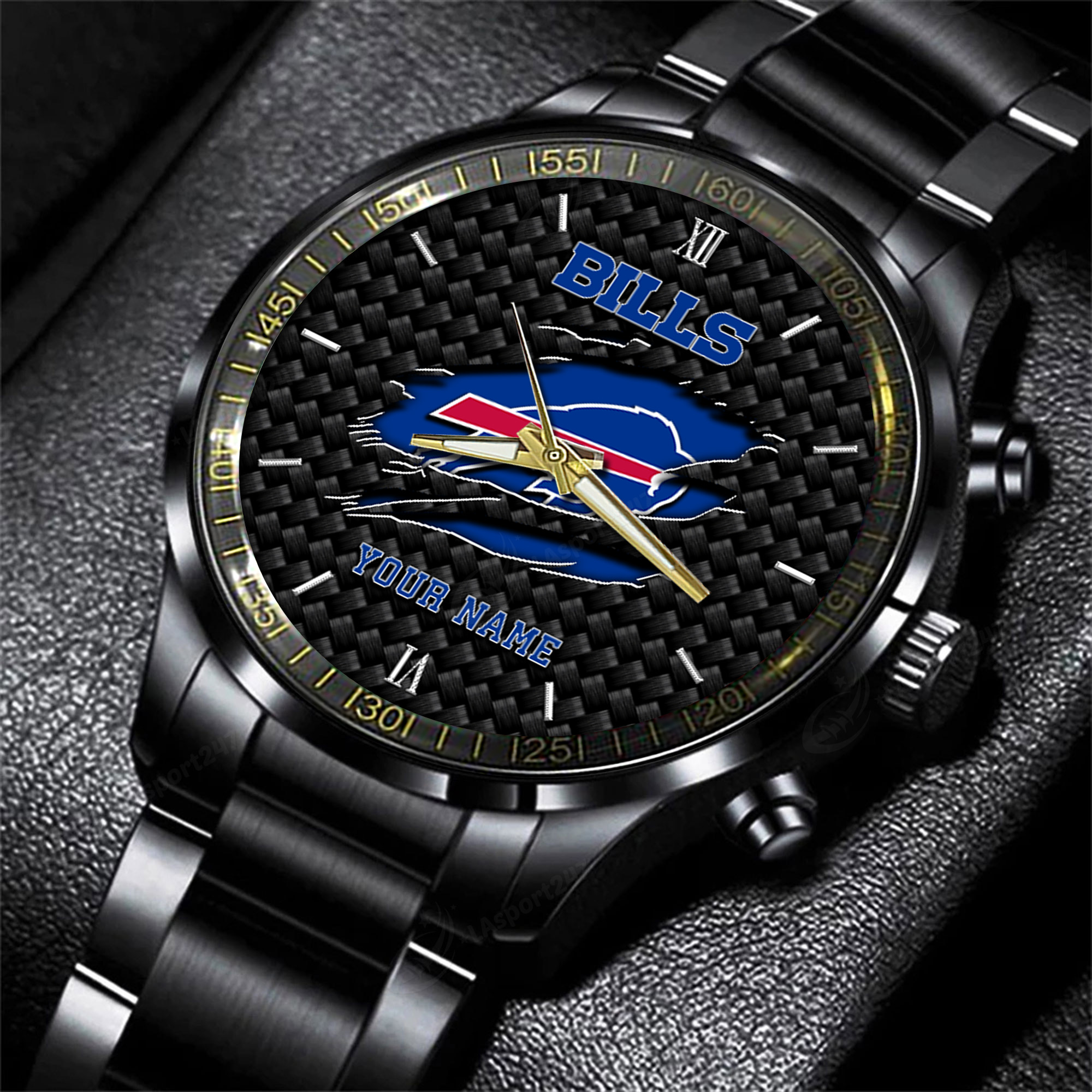 Goalzenith Buffalo Bills NFL Personalized Sport Black Fashion Watch For Fan