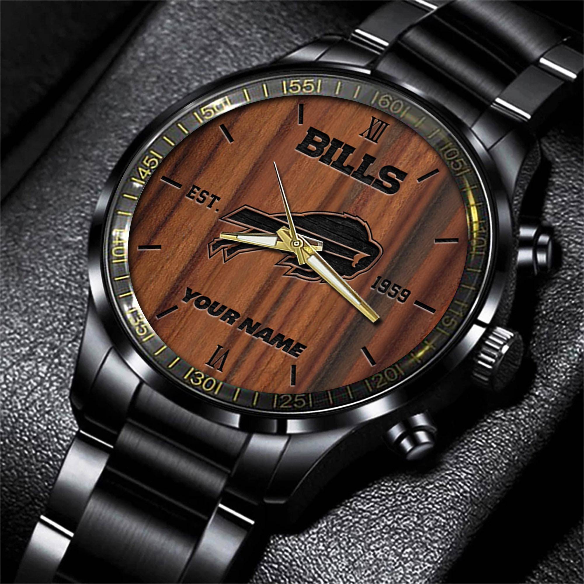 Goalzenith Buffalo Bills NFL Personalized Sport Black Watch Gifts For Fans
