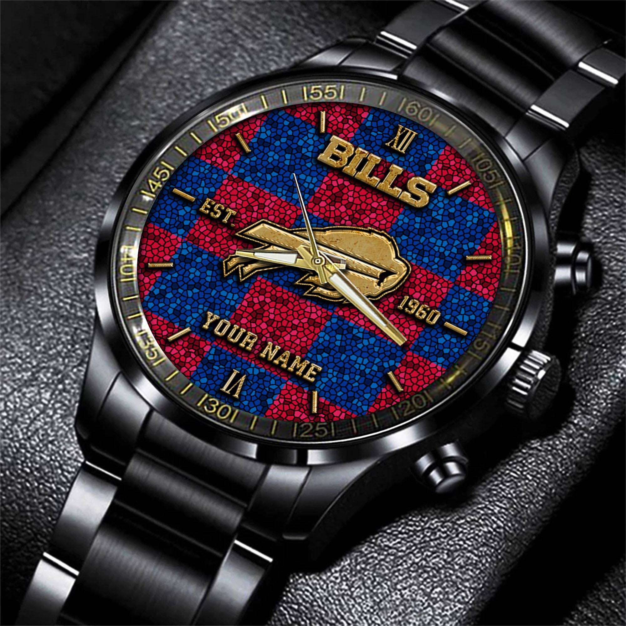 Goalzenith Buffalo Bills NFL Personalized Sport Black Watch Gifts For Fans