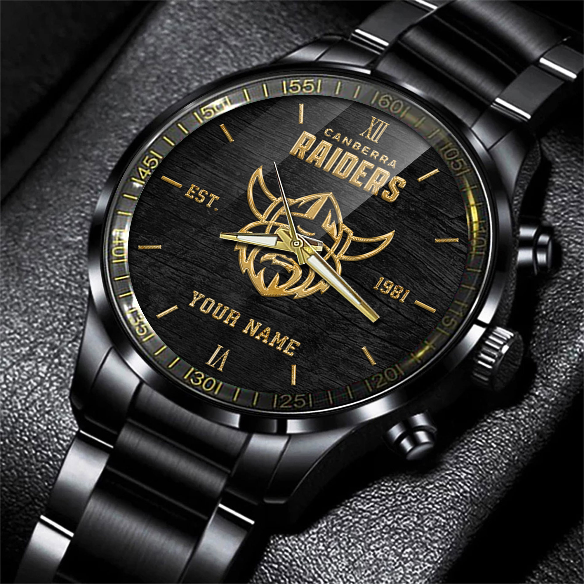 Goalzenith Canberra Raiders NRL Black Fashion Watch Custom Your Name