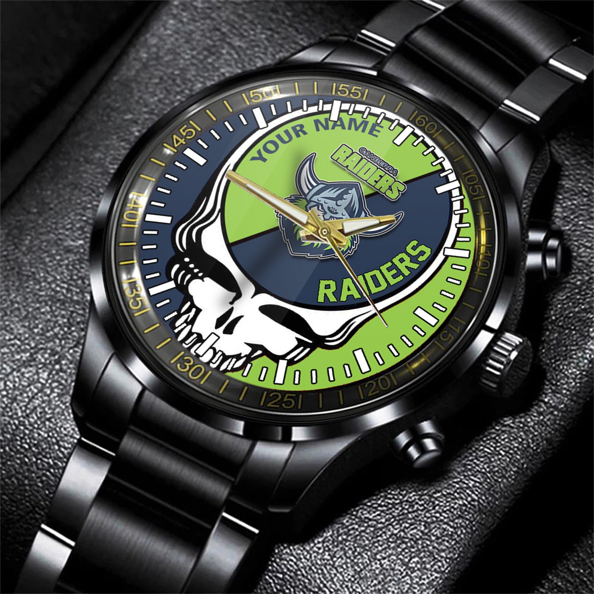 Goalzenith Canberra Raiders NRL Personalized 3D New Men Skull Hand Watch Gift For Fans For Father For Fan