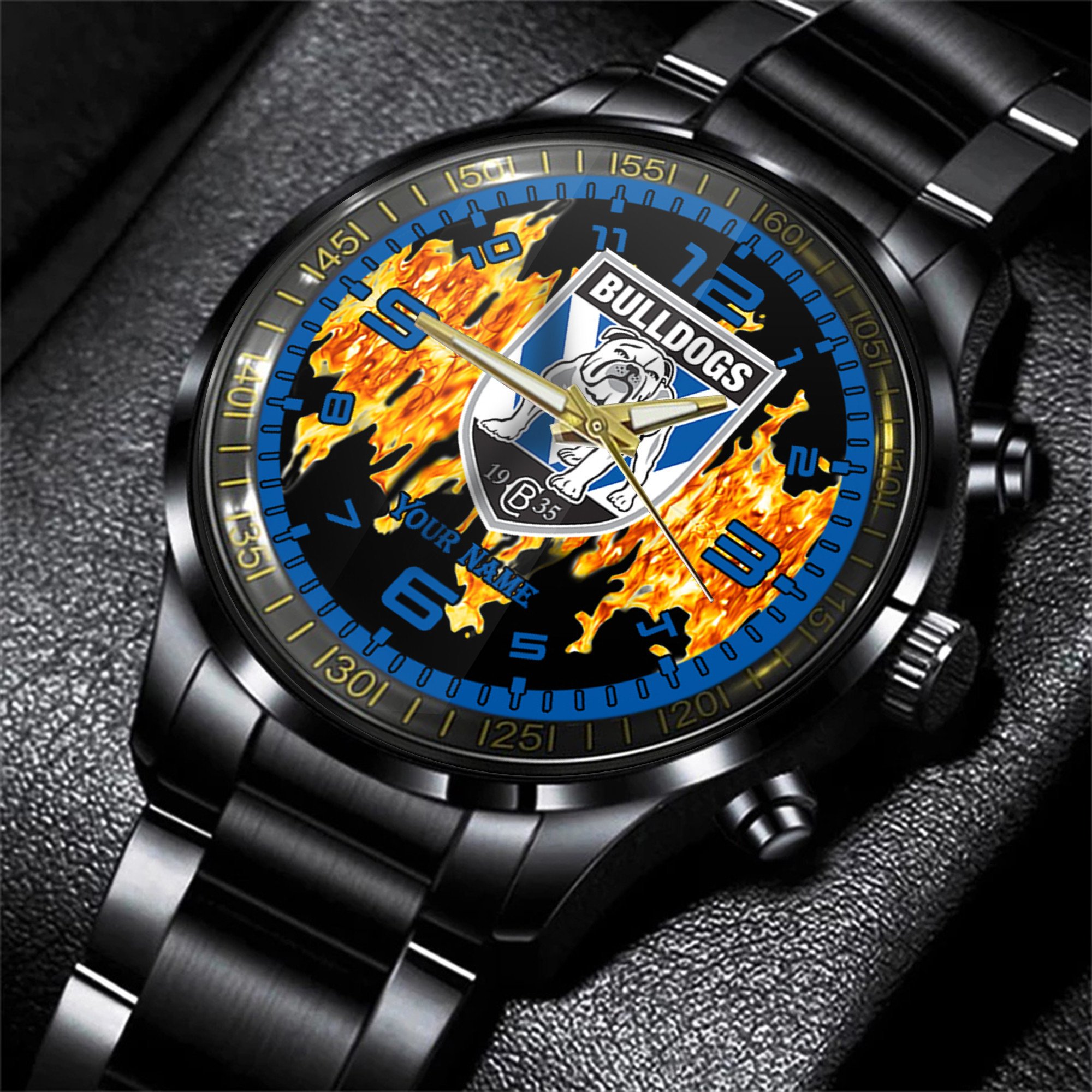 Goalzenith Canterbury Bankstown Bulldogs NRL Personalized 3D Men Hand Watch Gift For Fans For Father For Fan