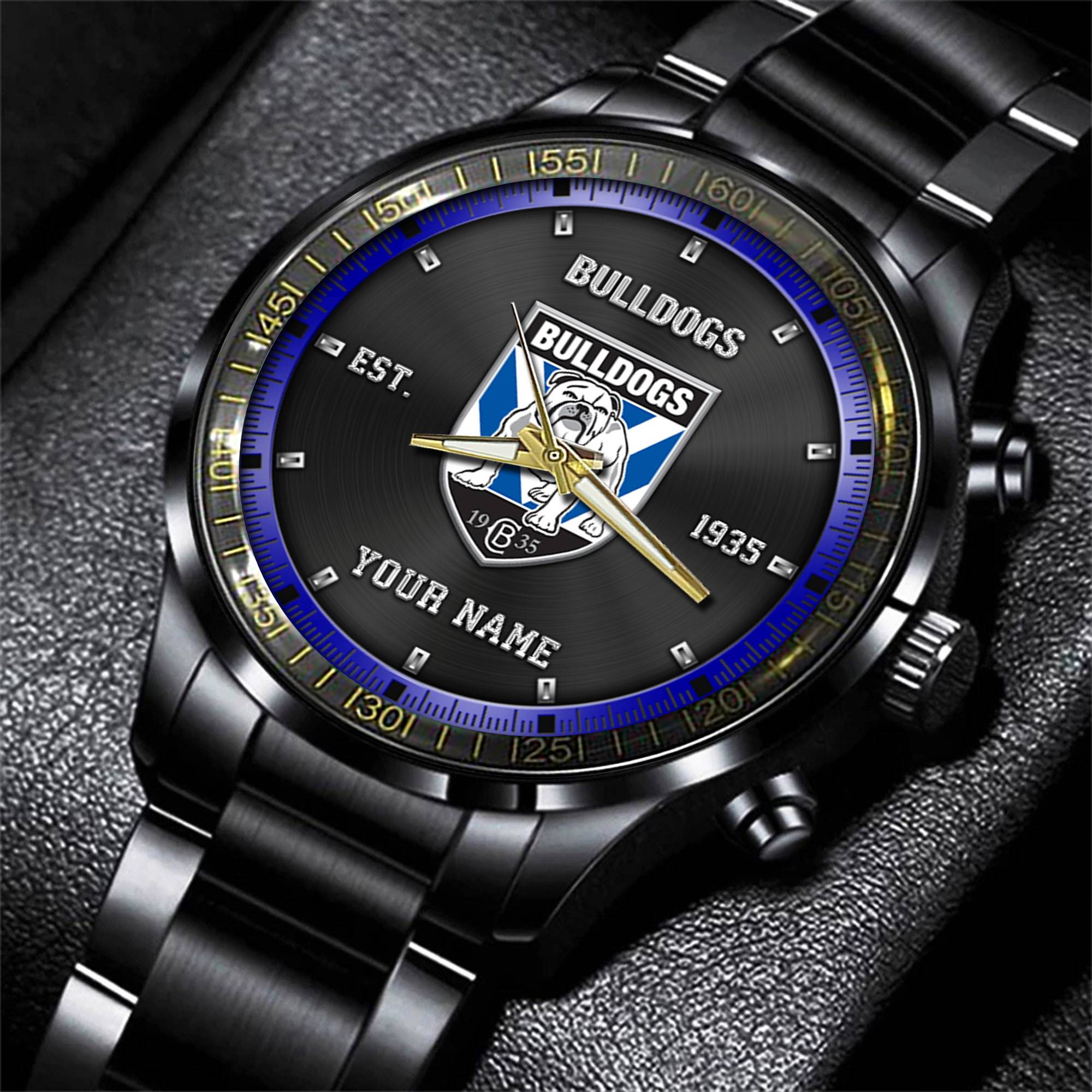 Goalzenith Canterbury Bankstown Bulldogs NRL Personalized Sport Black Fashion Watch Gifts For Fans