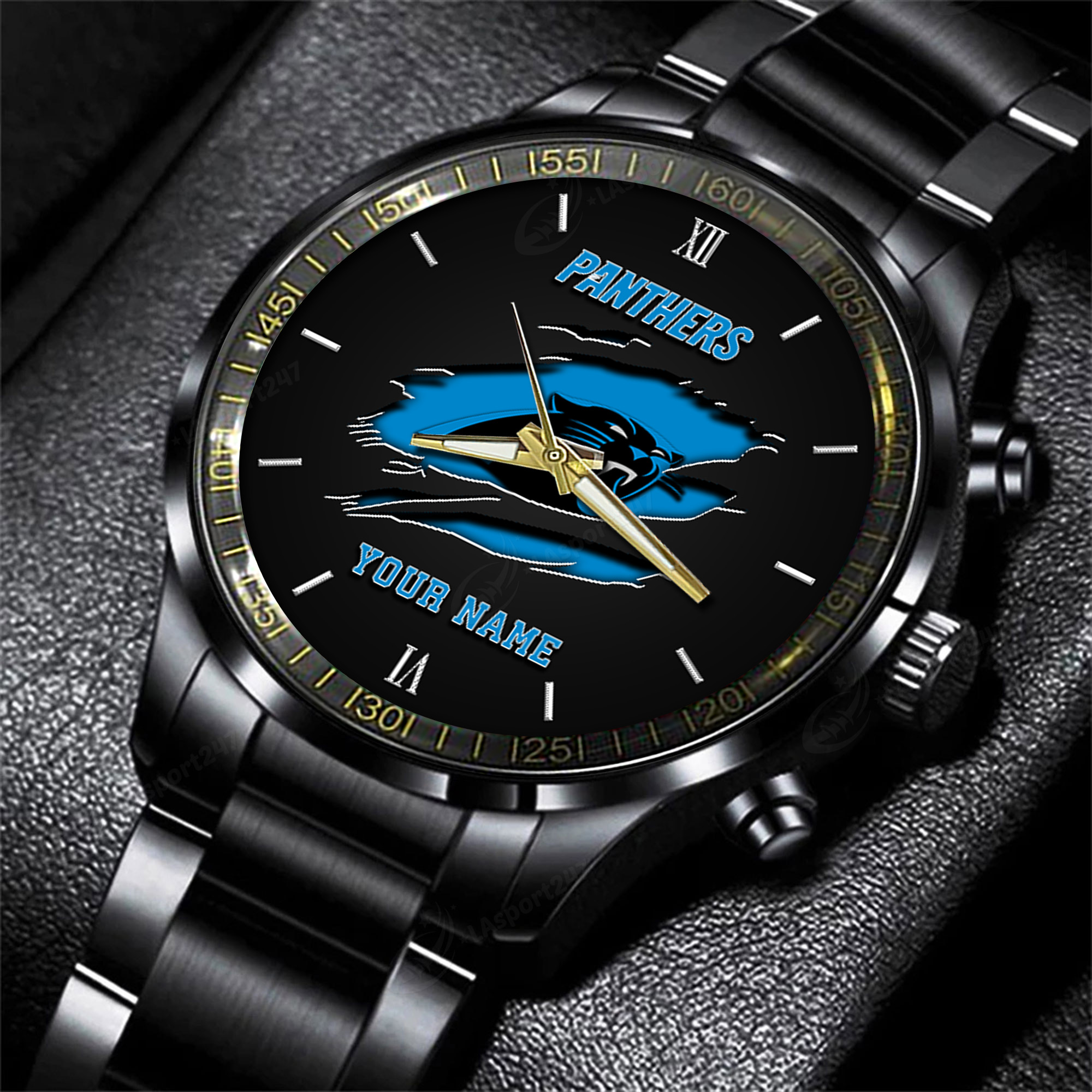 Goalzenith Carolina Panthers NFL Personalized Black Fashion Watch For Football Lovers For Fan