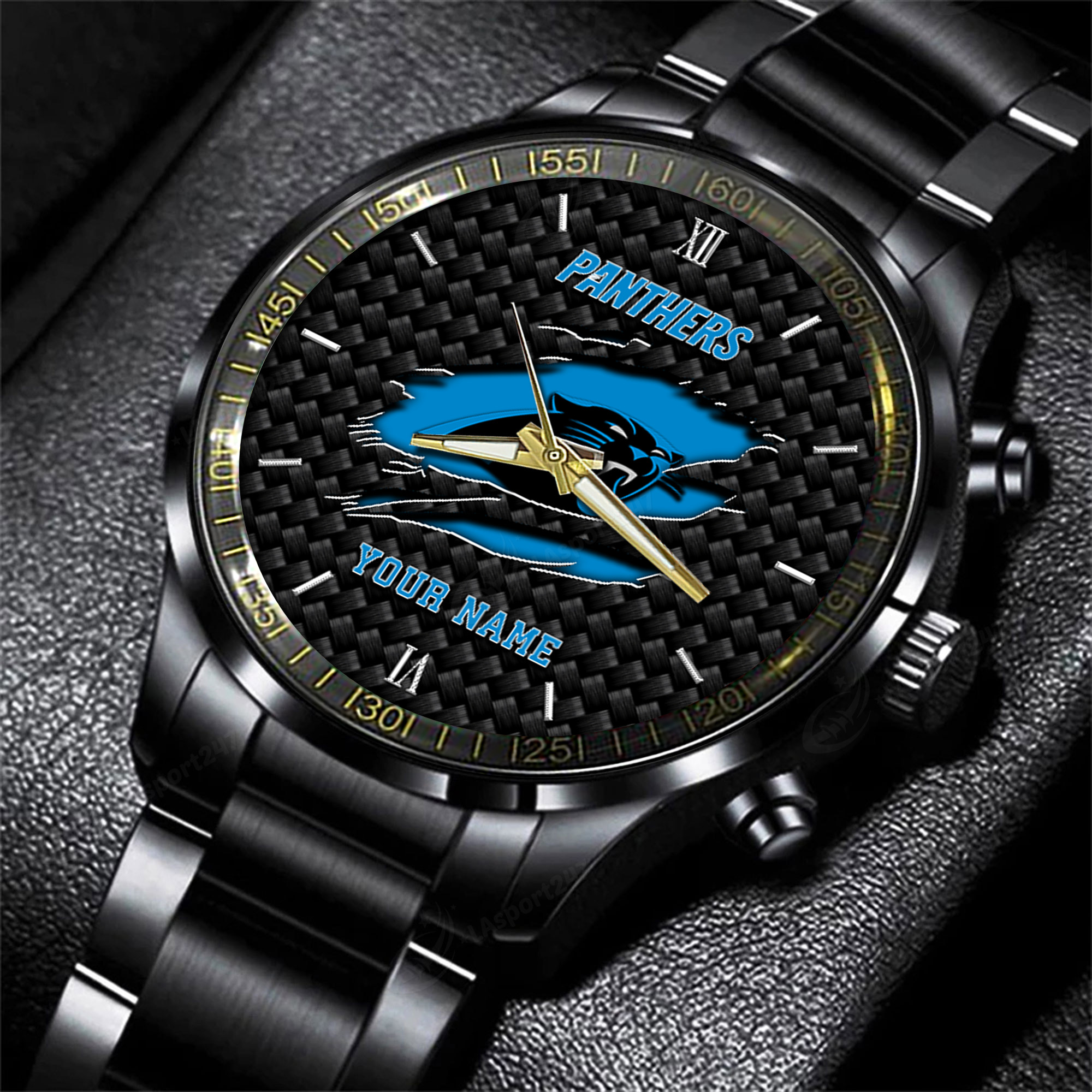 Goalzenith Carolina Panthers NFL Personalized Sport Black Fashion Watch For Fan