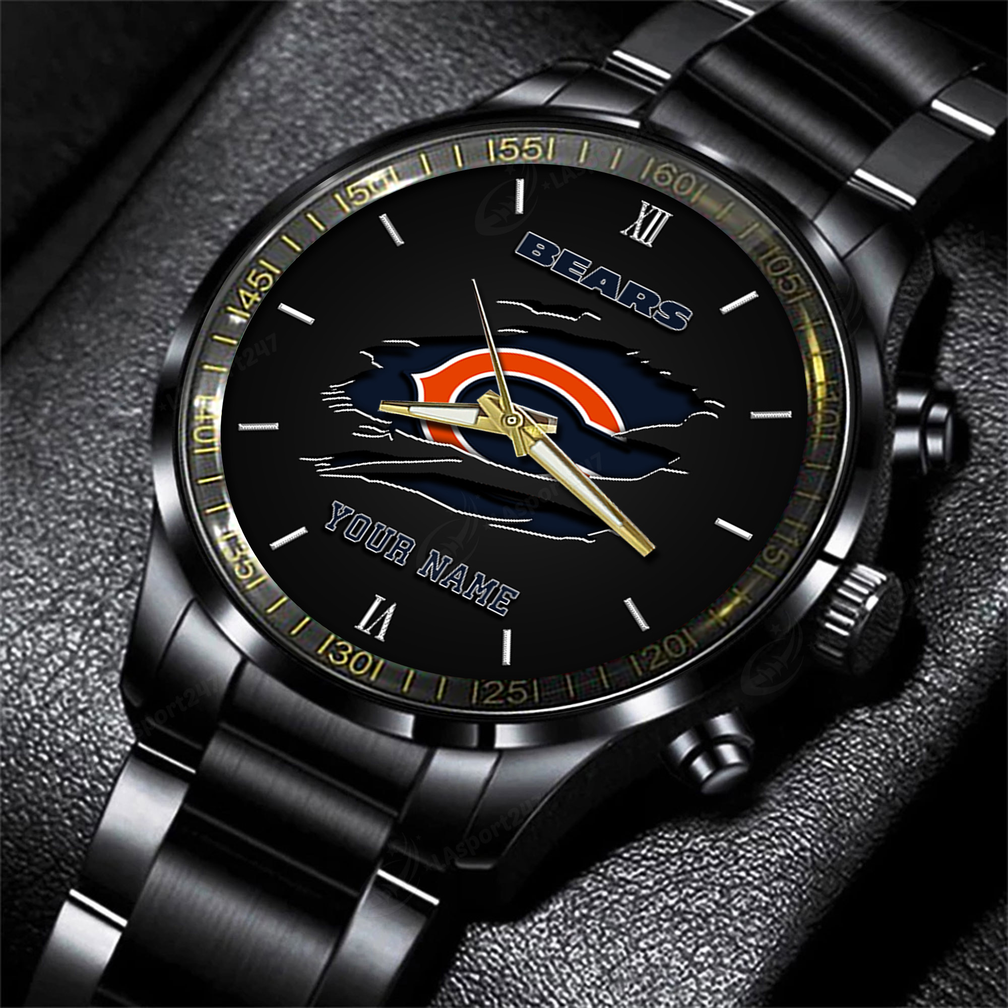 Goalzenith Chicago Bears NFL Personalized Black Fashion Watch For Football Lovers For Fan