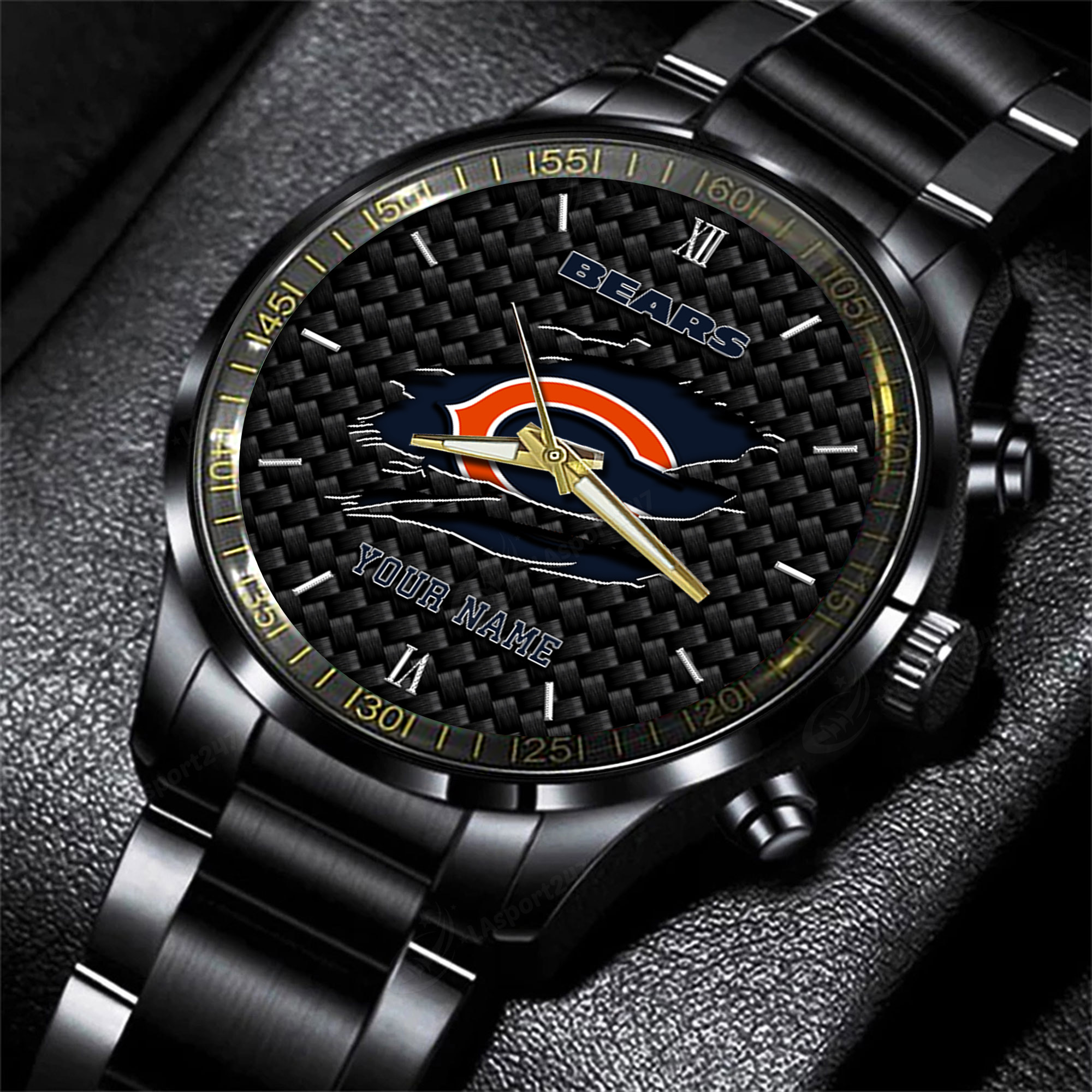 Goalzenith Chicago Bears NFL Personalized Sport Black Fashion Watch For Fan