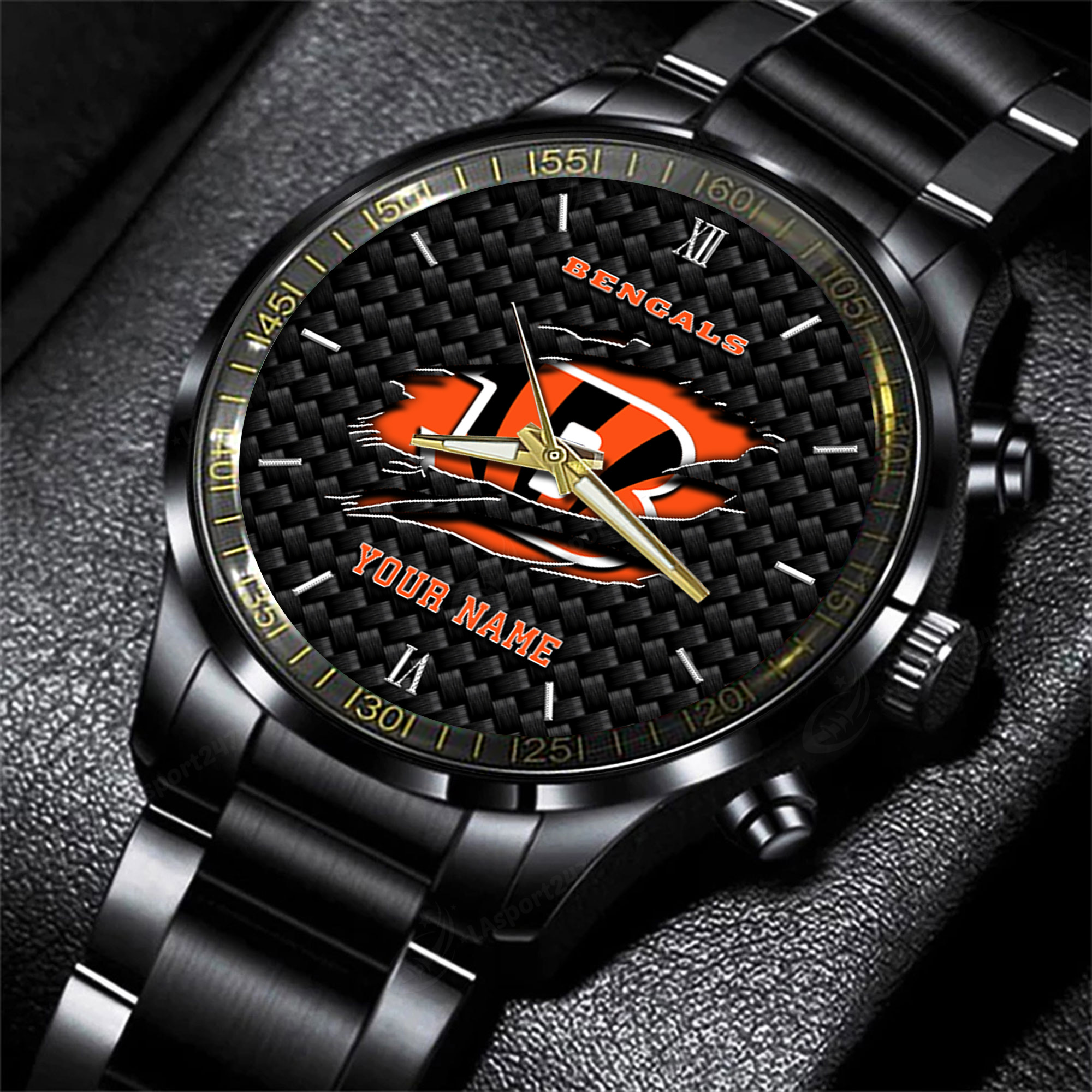 Goalzenith Cincinnati Bengals NFL Personalized Sport Black Fashion Watch For Fan