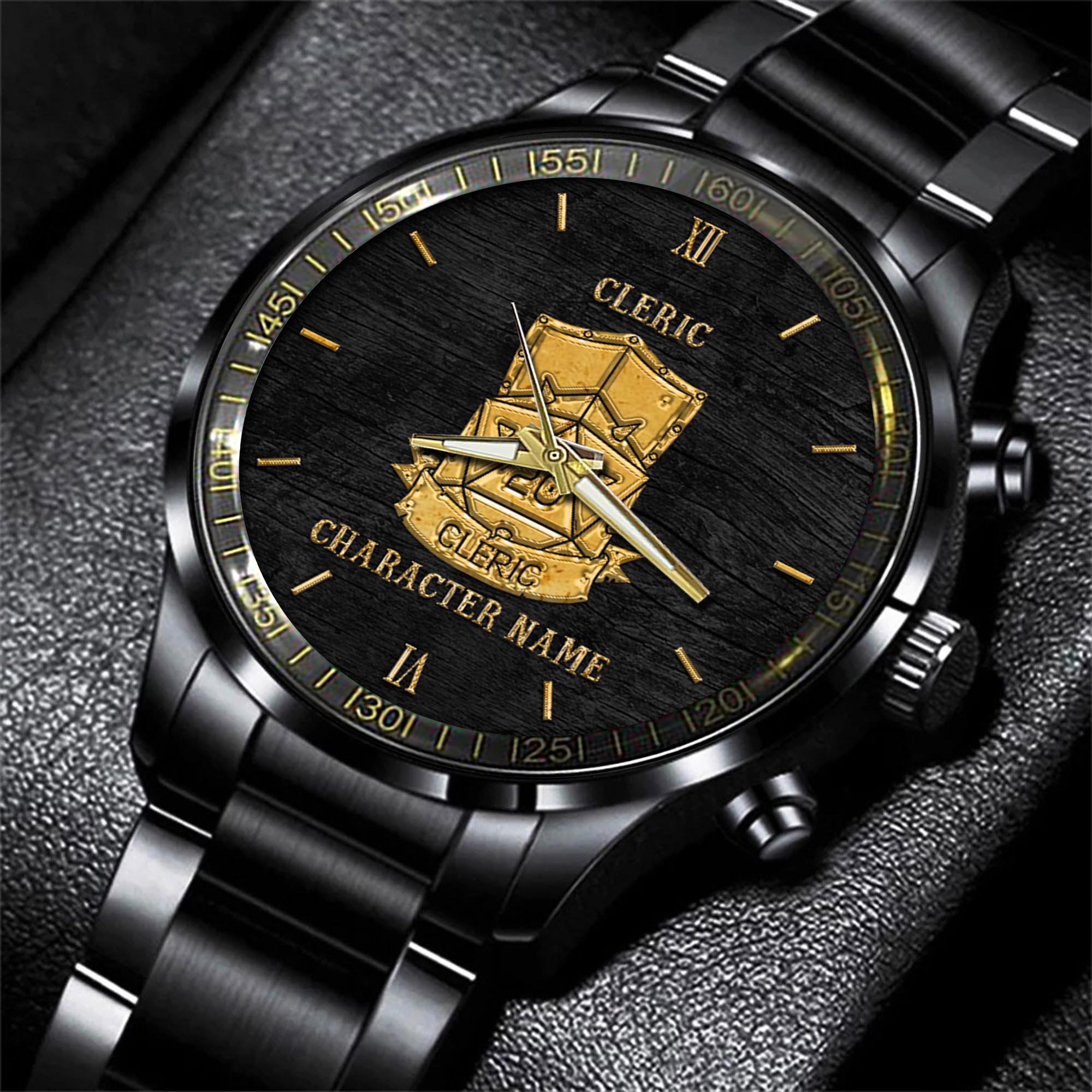 Goalzenith Cleric Dungeons & Dragons Game Black Fashion Watch Custom Character Name