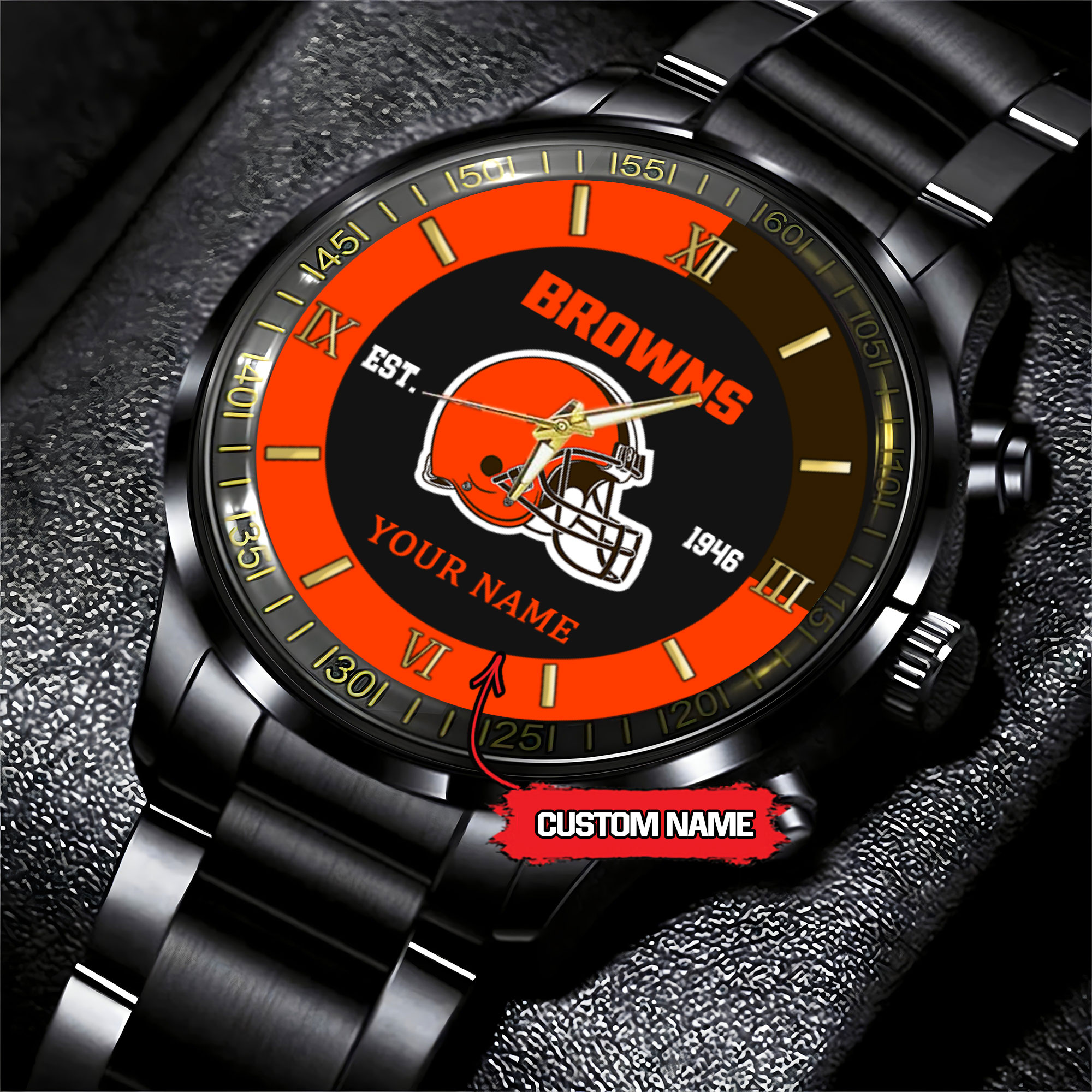Goalzenith Cleveland Browns NFL Personalized Black Fashion Watch