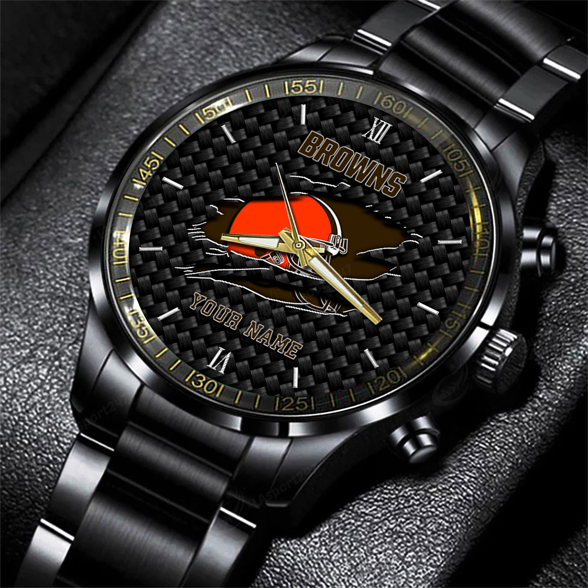 Goalzenith Cleveland Browns NFL Personalized Sport Black Fashion Watch For Fan