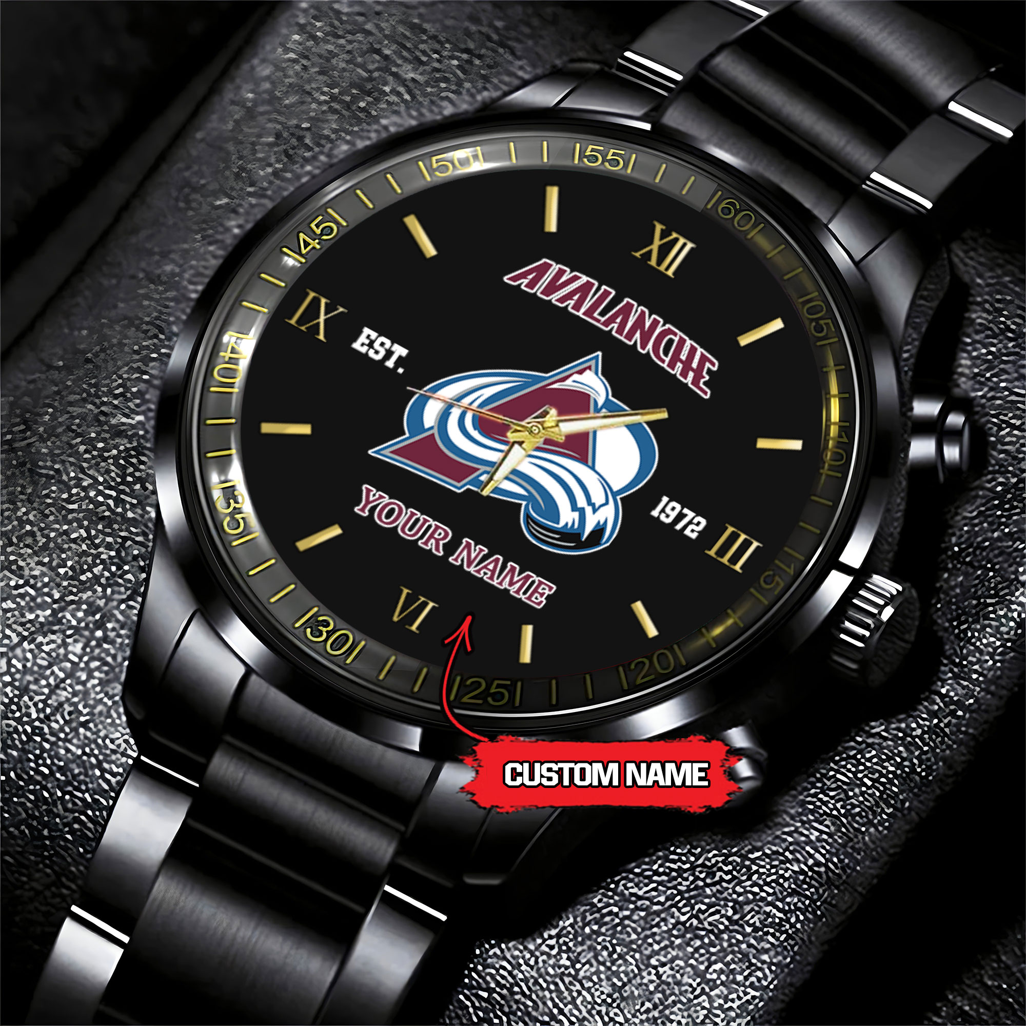 Goalzenith Colorado Avalanche NHL Hockey Game Time Custom Black Fashion Watch For Fan