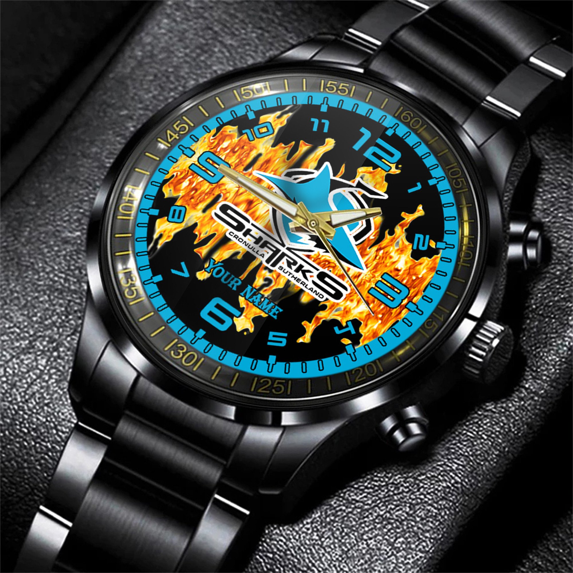 Goalzenith Cronulla Sutherland Sharks NRL Personalized 3D Men Hand Watch Gift For Fans For Father For Fan