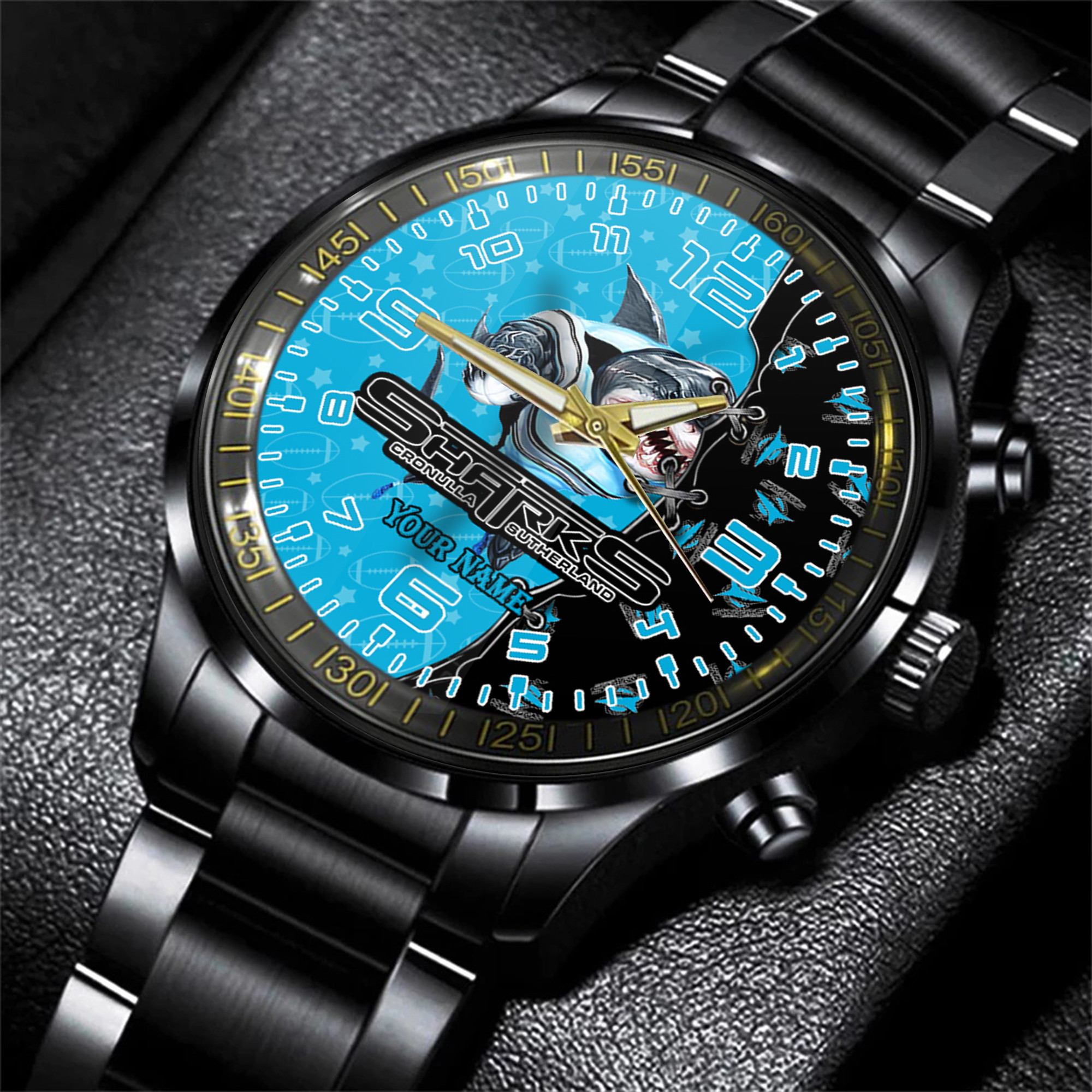 Goalzenith Cronulla Sutherland Sharks NRL Personalized Style 3D Men Hand Watch Gift For Fans