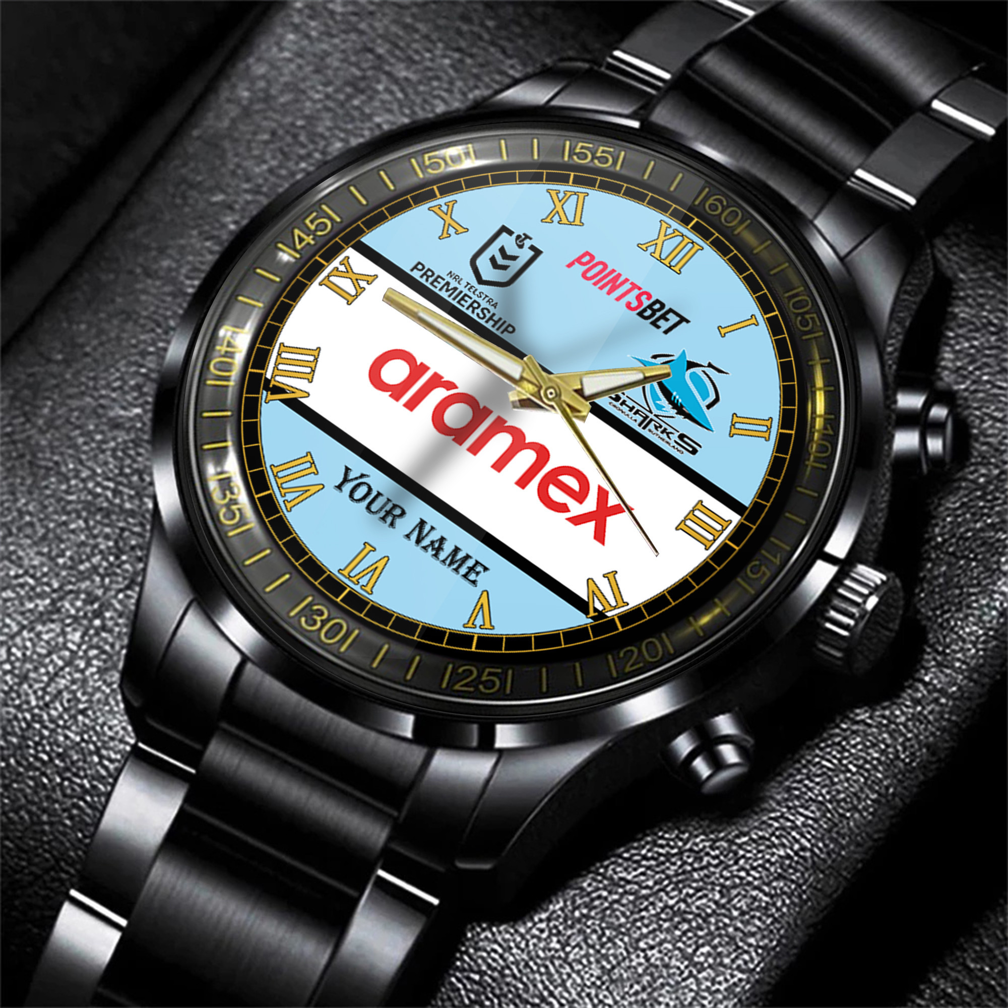 Goalzenith Cronulla Sutherland Sharks NRL Personalized Style 3D Men Hand Watch Gift For Fans