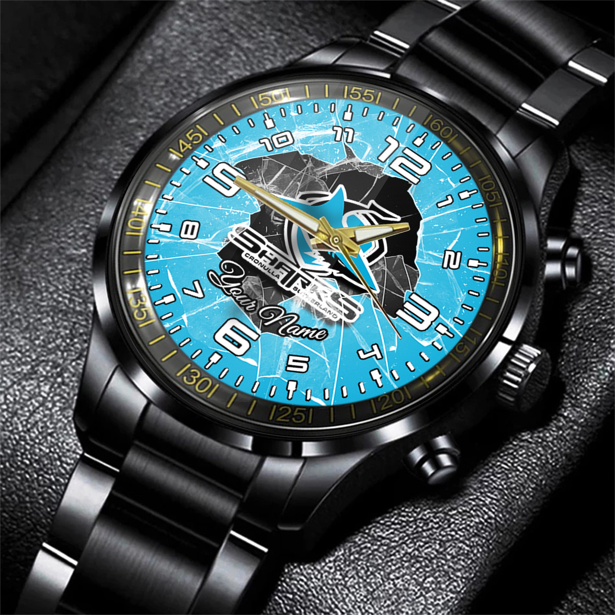 Goalzenith Cronulla Sutherland Sharks NRL Personalized Style 3D Men Hand Watch Gift For Fans