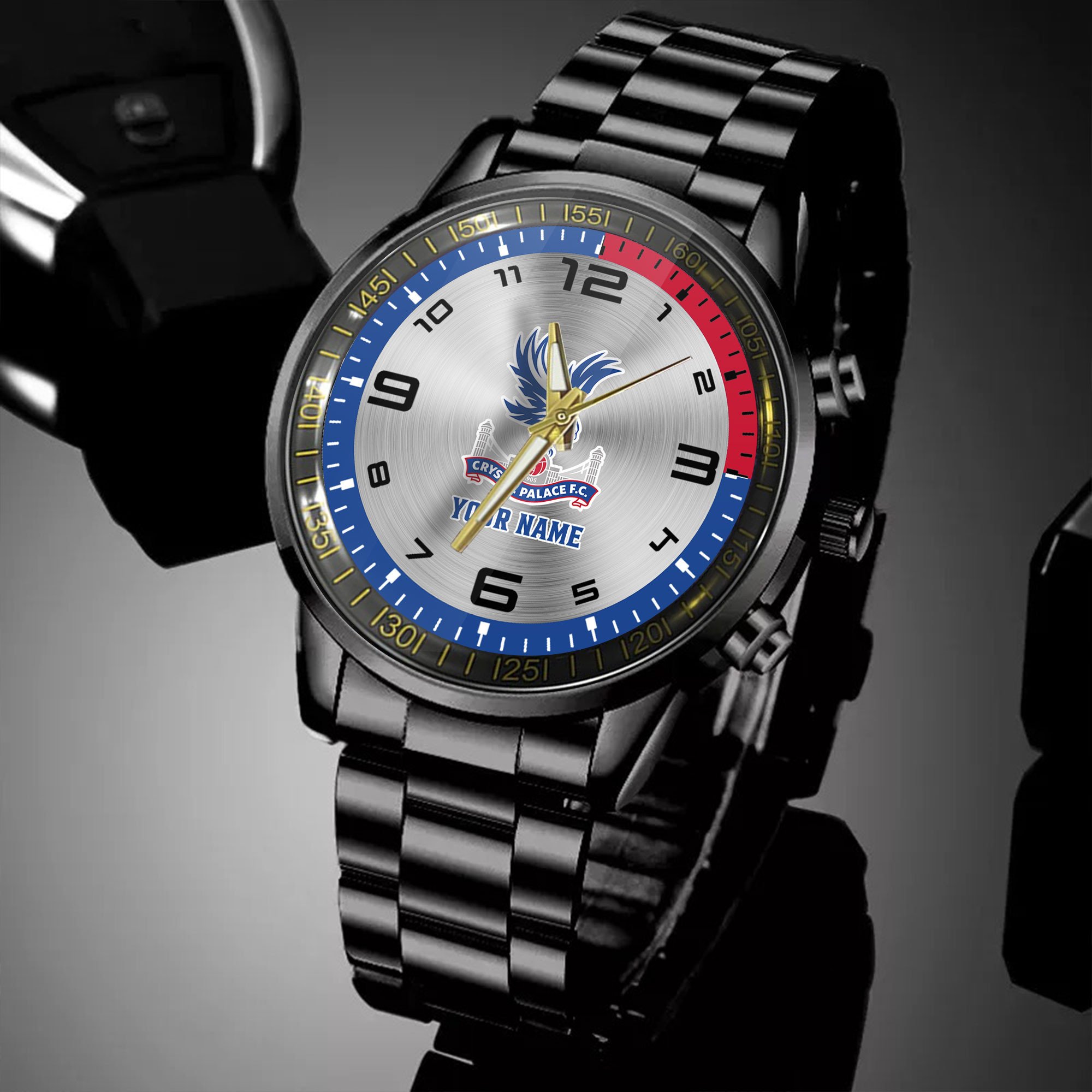 Goalzenith Crystal Palace EPL Personalized Black Hand Watch Gifts For Fans