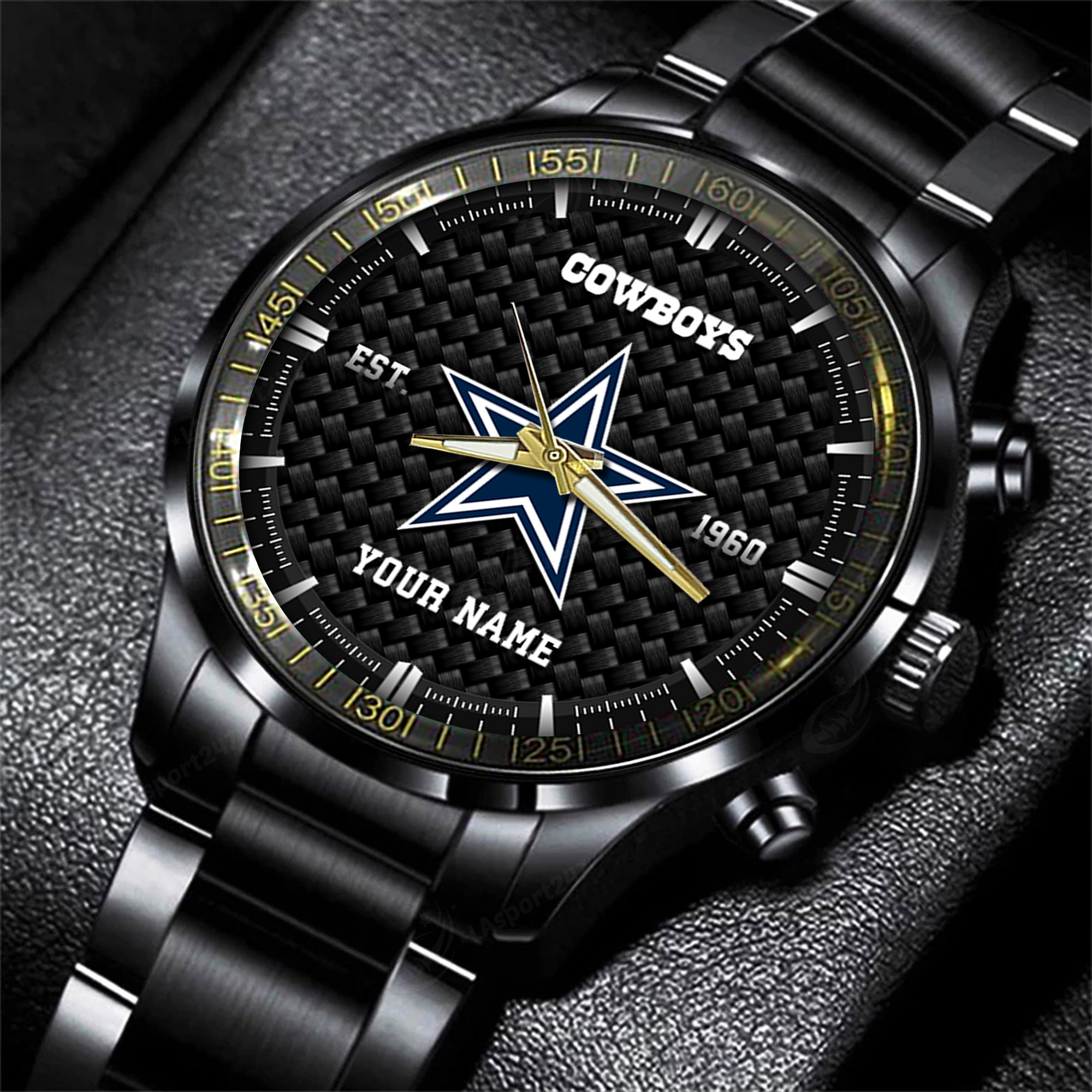 Goalzenith Dallas Cowboys NFL Black Fashion Hand Watch Custom Your Name Gift For Fan