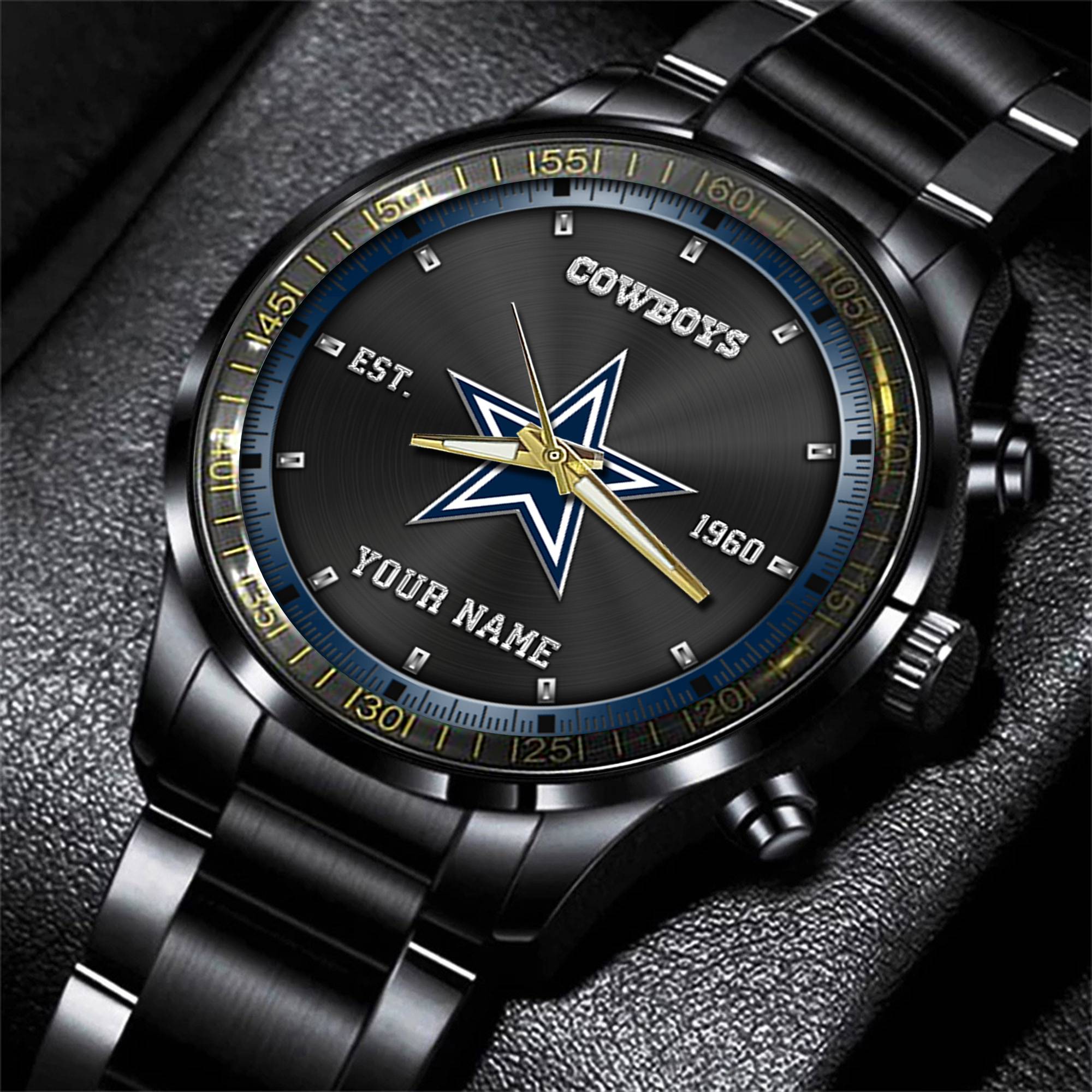 Goalzenith Dallas Cowboys NFL Personalized Black Fashion Watch Gifts For Fans