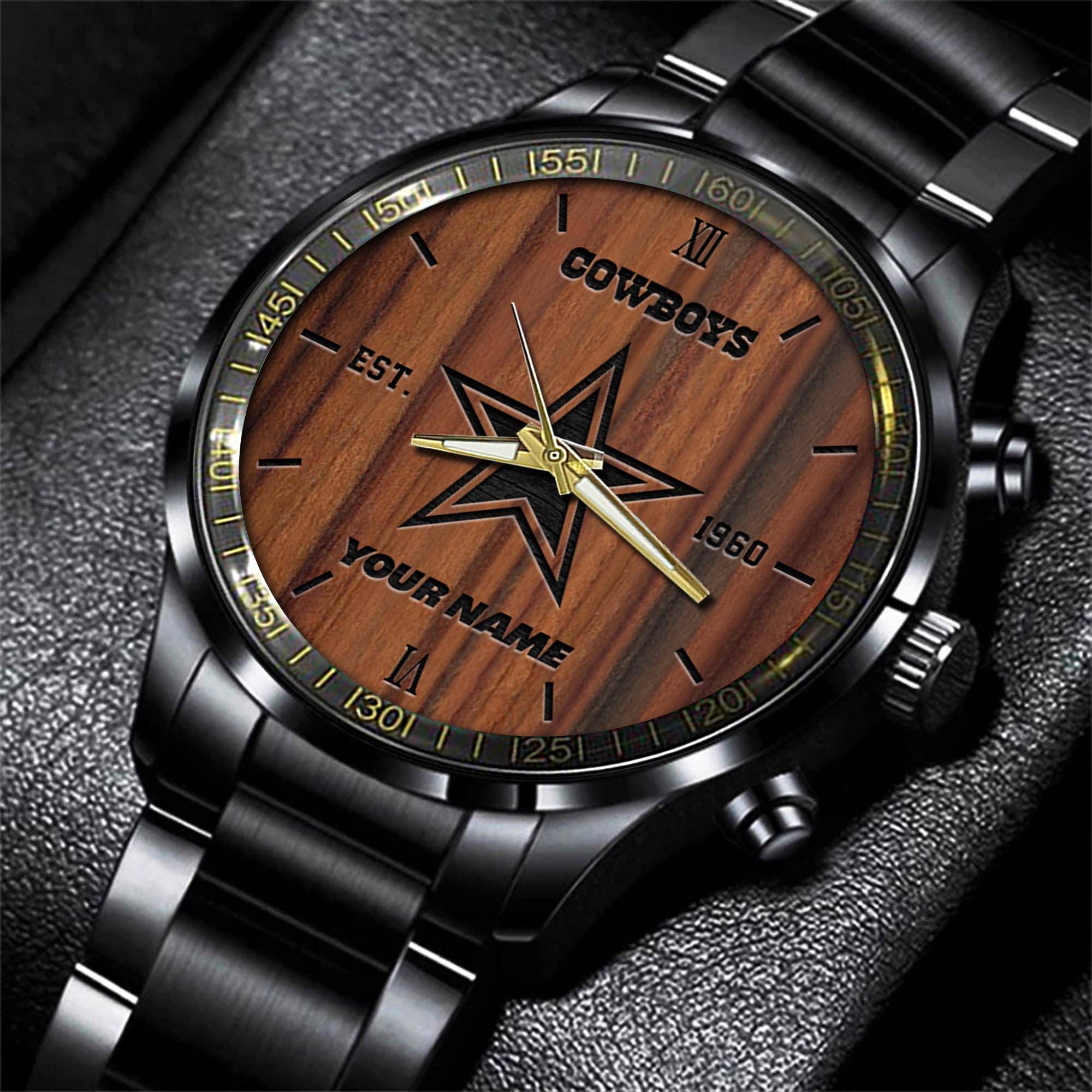 Goalzenith Dallas Cowboys NFL Personalized Sport Black Watch Gifts For Fans