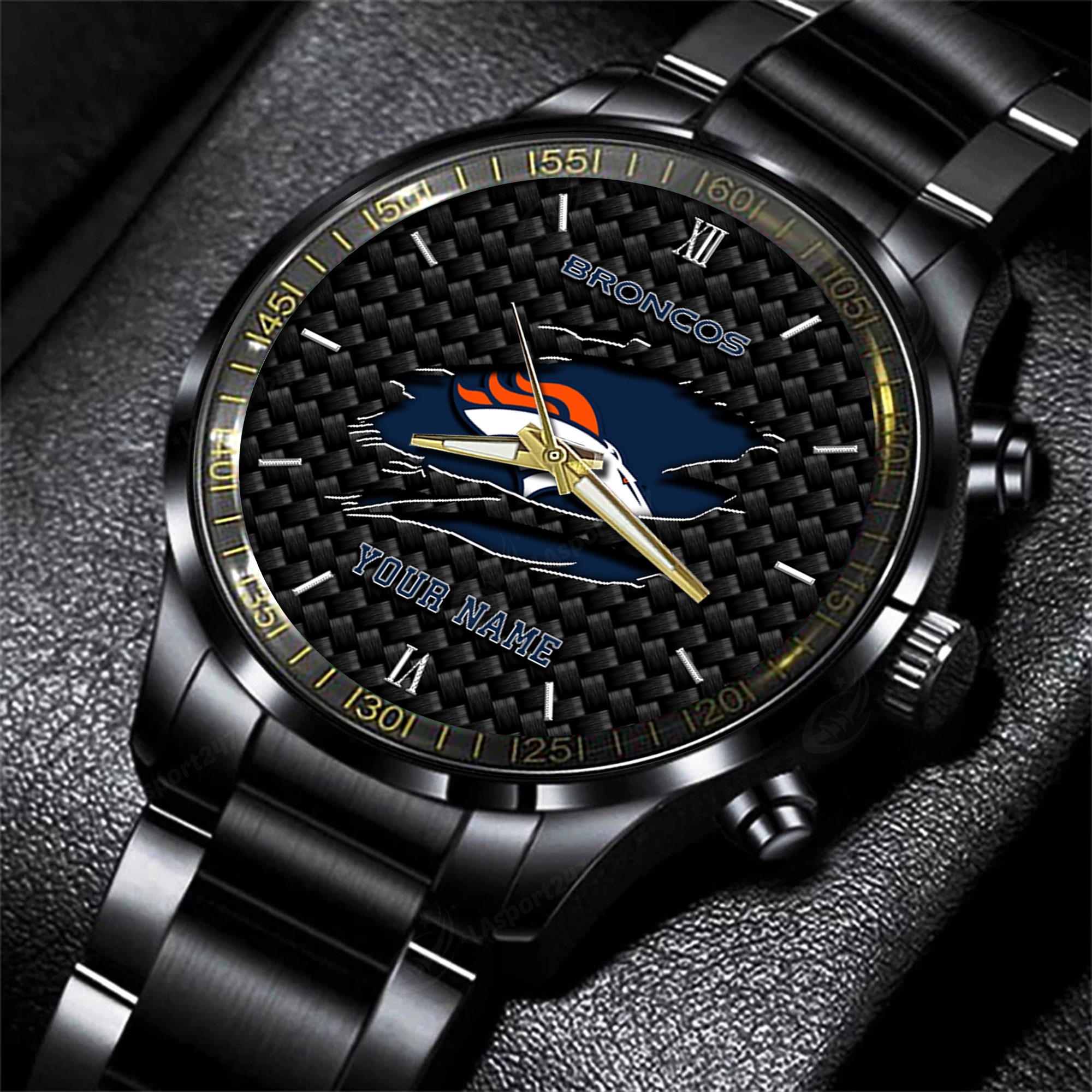 Goalzenith Denver Broncos NFL Personalized Sport Black Fashion Watch For Fan