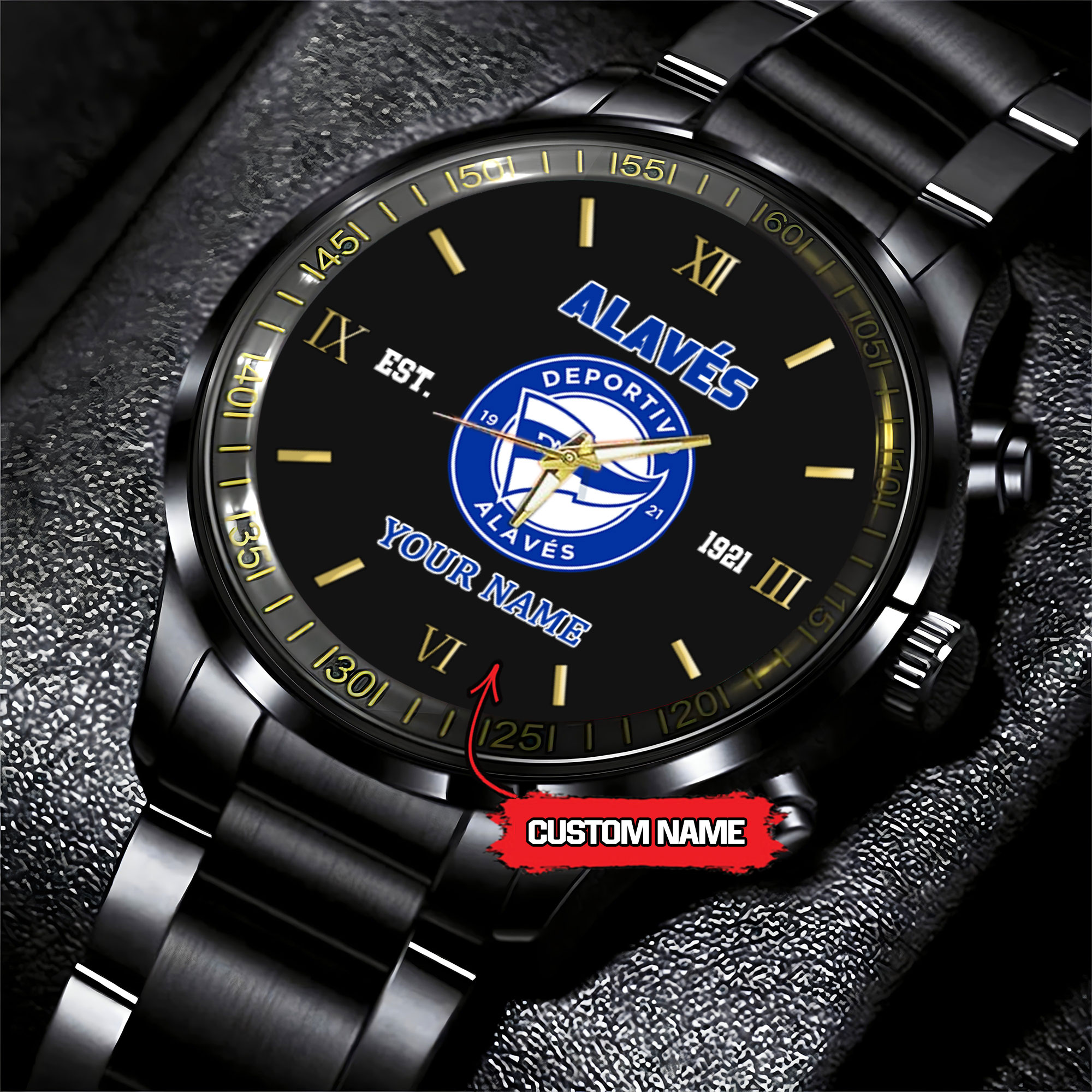 Goalzenith Deportivo Alavés LaLiga Personalized Black Hand Watch Gifts For Fan Club