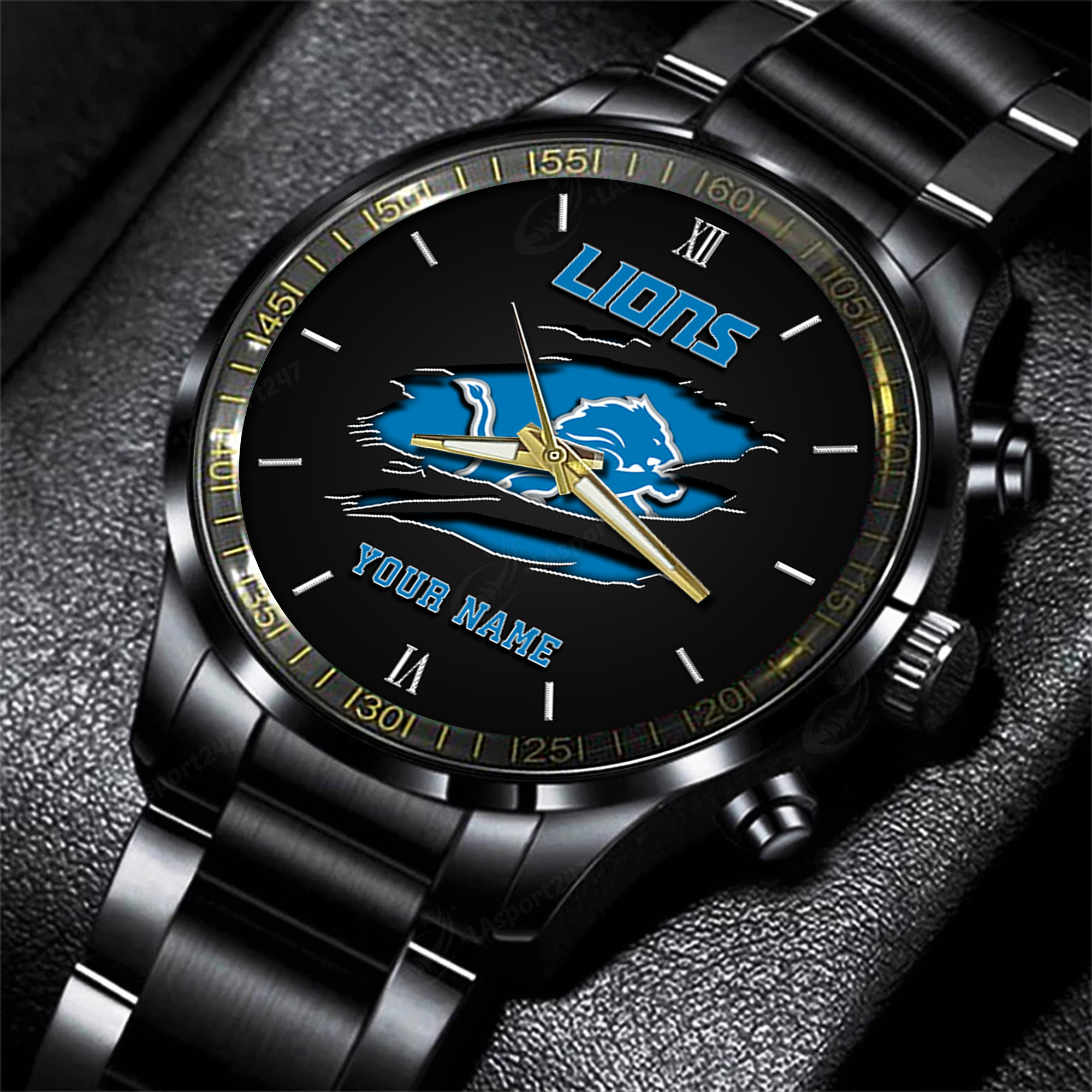 Goalzenith Detroit Lions NFL Personalized Black Fashion Watch For Football Lovers For Fan