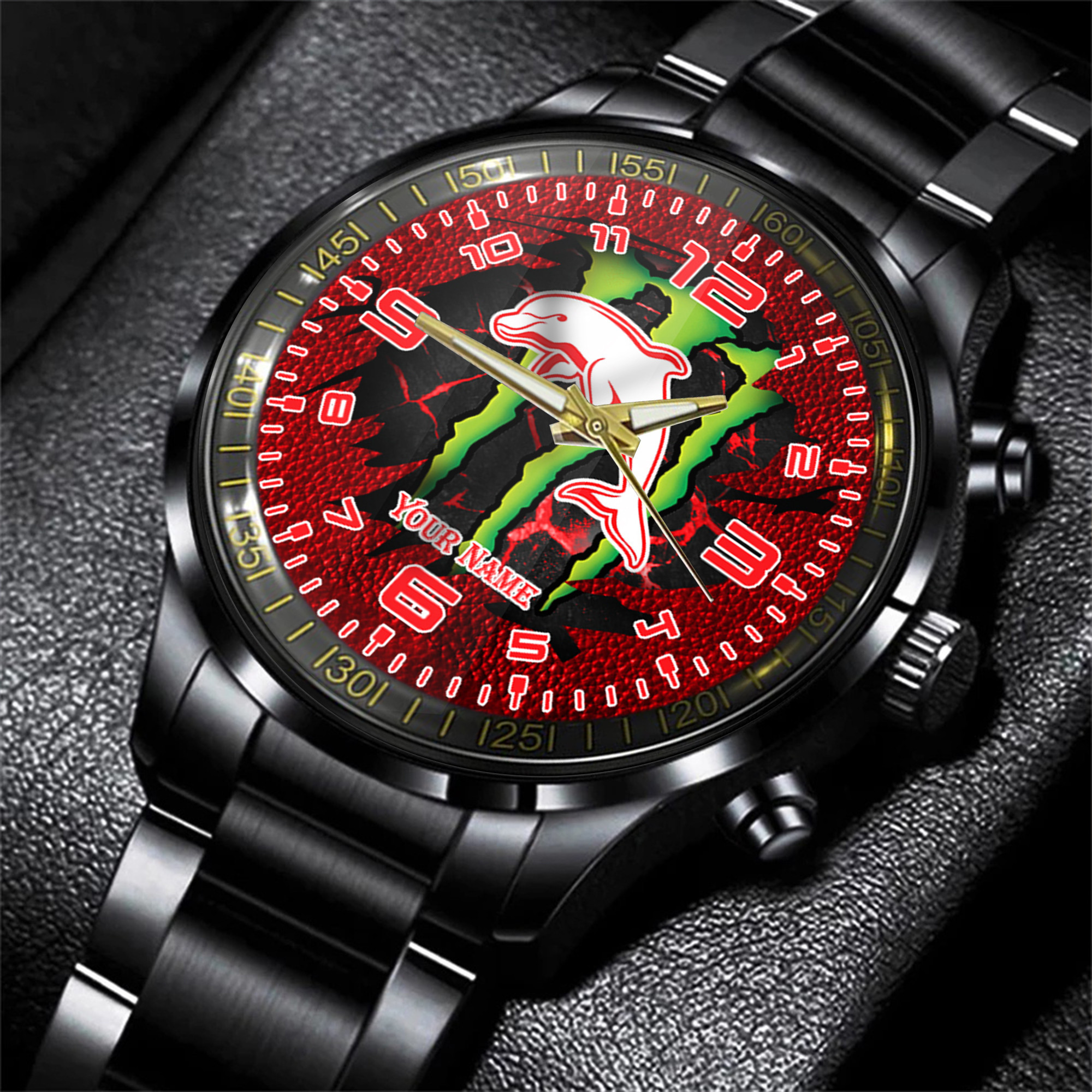 Goalzenith Dolphins NRL Personalized Style 3D Men Hand Watch Gift For Fans