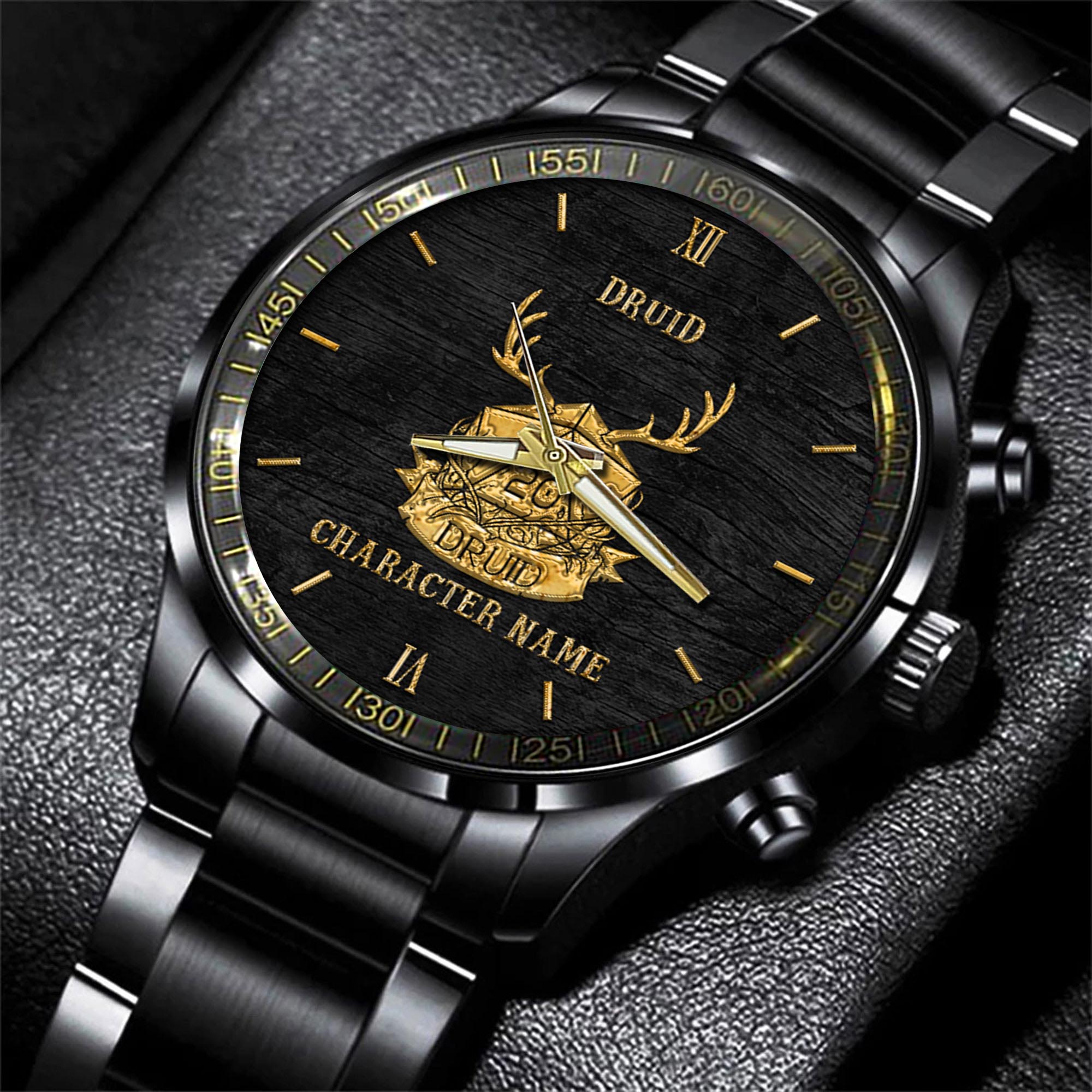 Goalzenith Druid Dungeons & Dragons Game Black Fashion Watch Custom Character Name