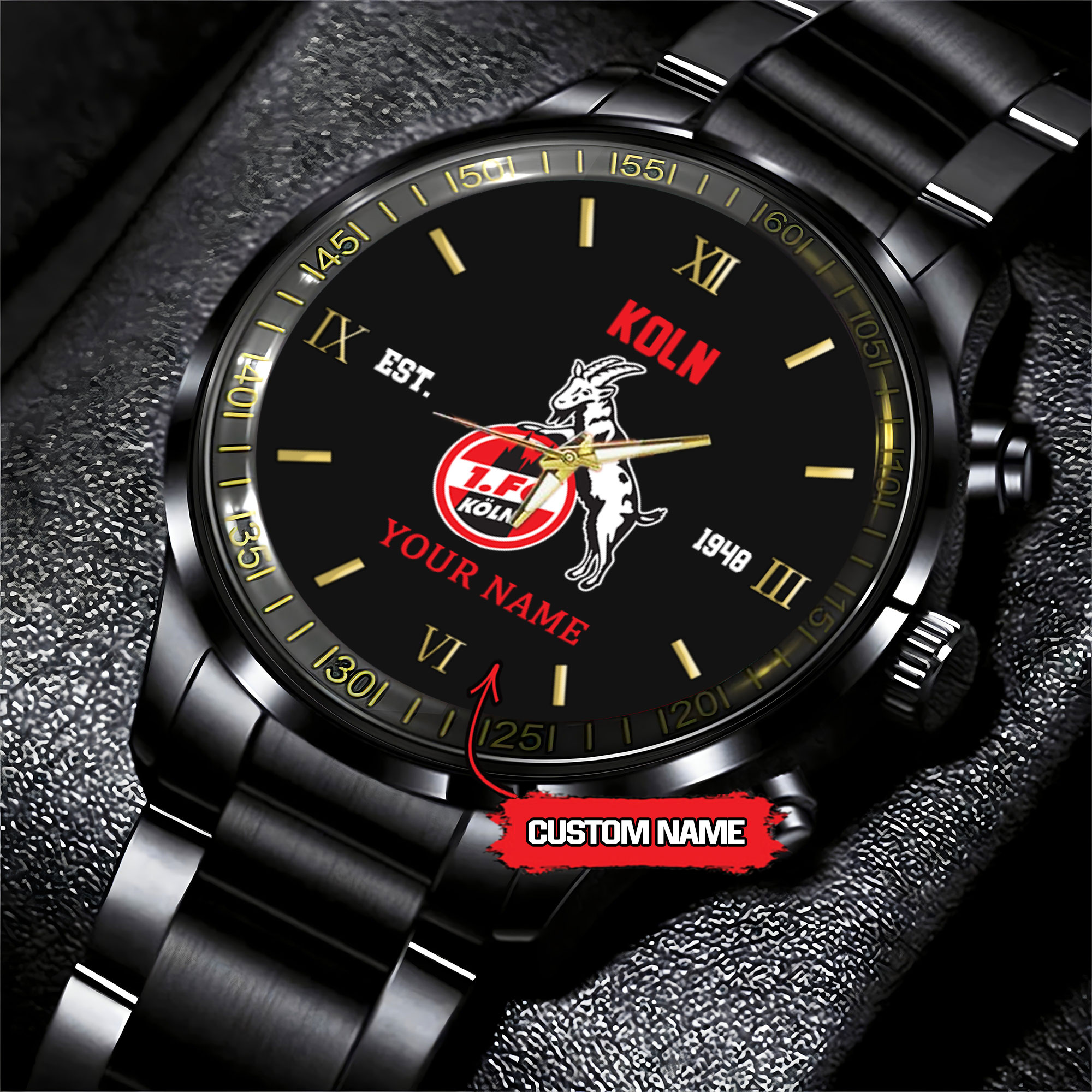 Goalzenith FC Koln Bundesliga New Personalized Black Stainless Steel Watch Gifts For Fans