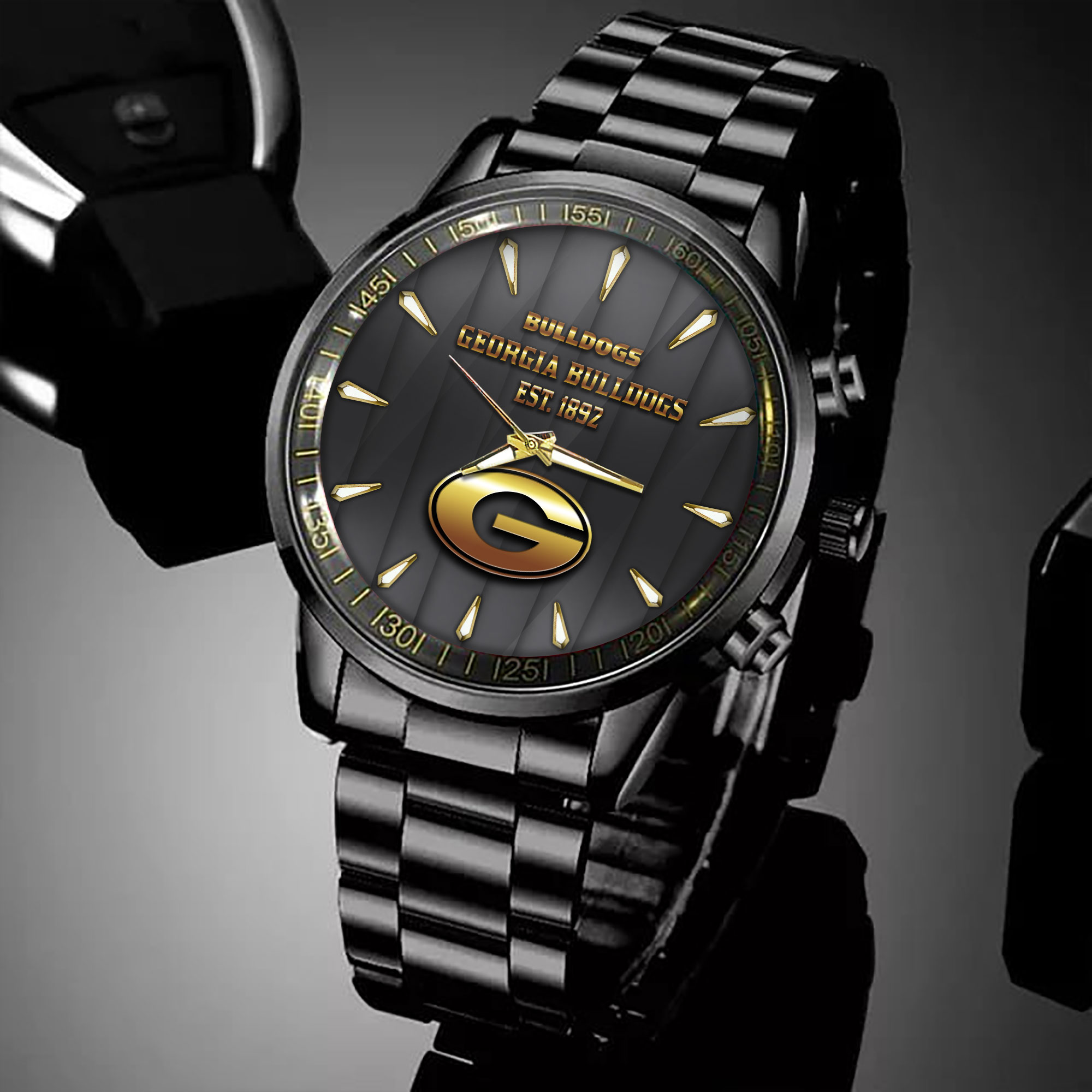 Goalzenith Georgia Bulldogs NCAA Personalized Black Hand Watch For Fans