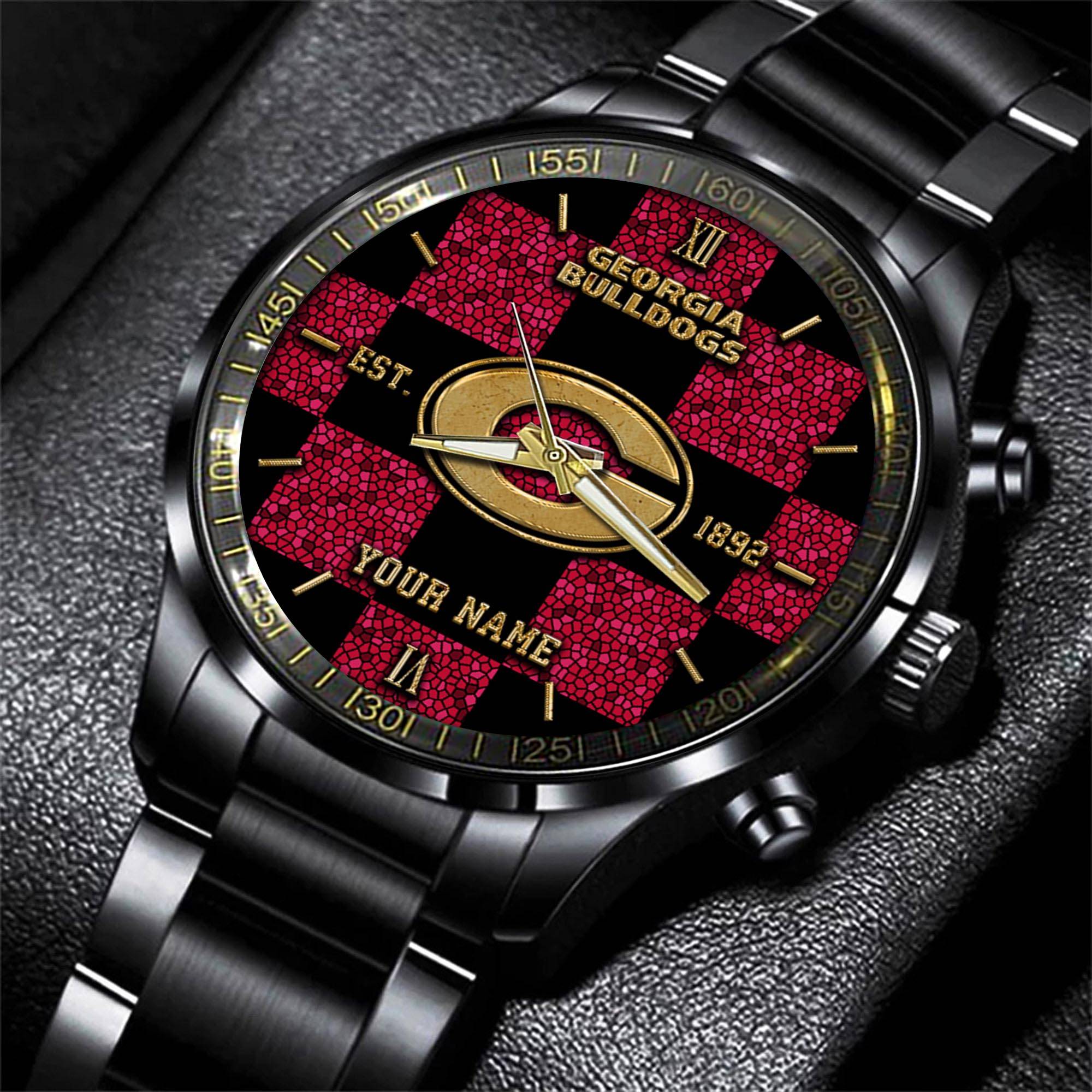 Goalzenith Georgia Bulldogs NCAA Personalized Black New Hand Watch Gifts For Fans