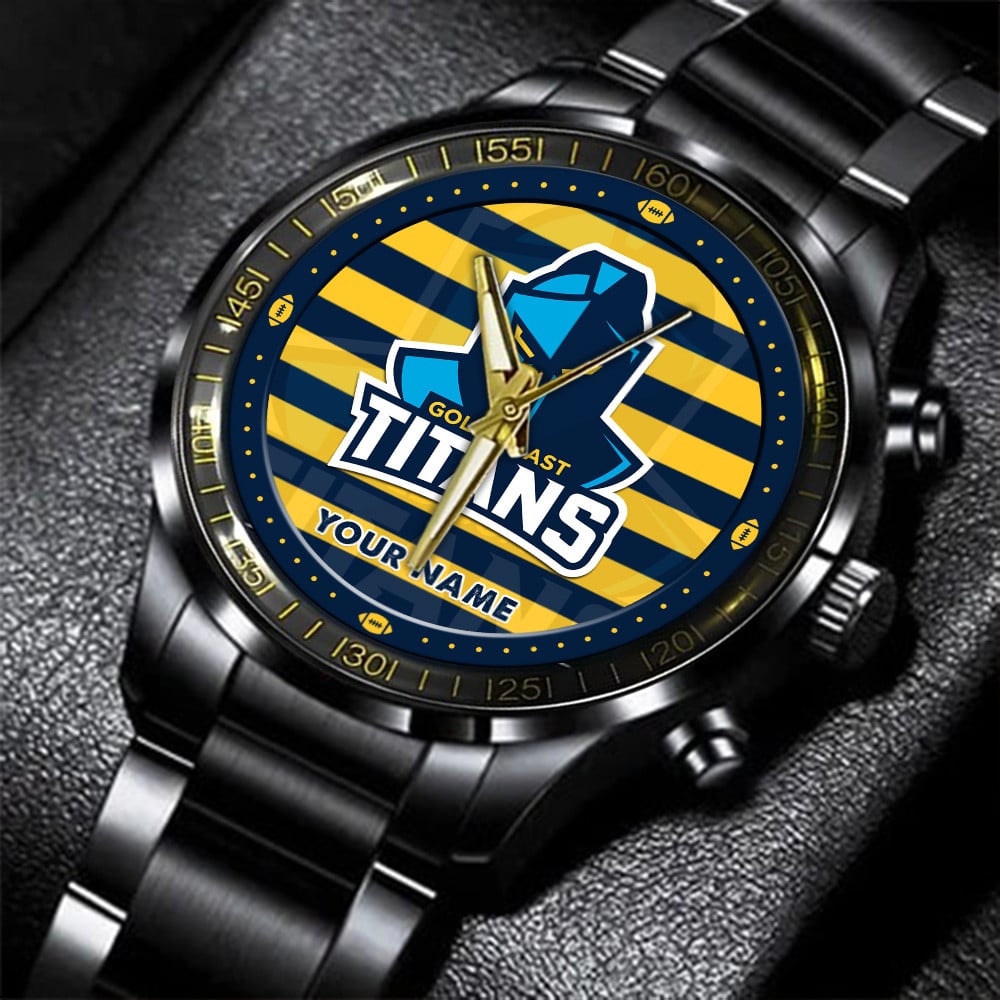 Goalzenith Gold Coast Titans NRL New Personalized Black Hand Watch Gifts For Fans