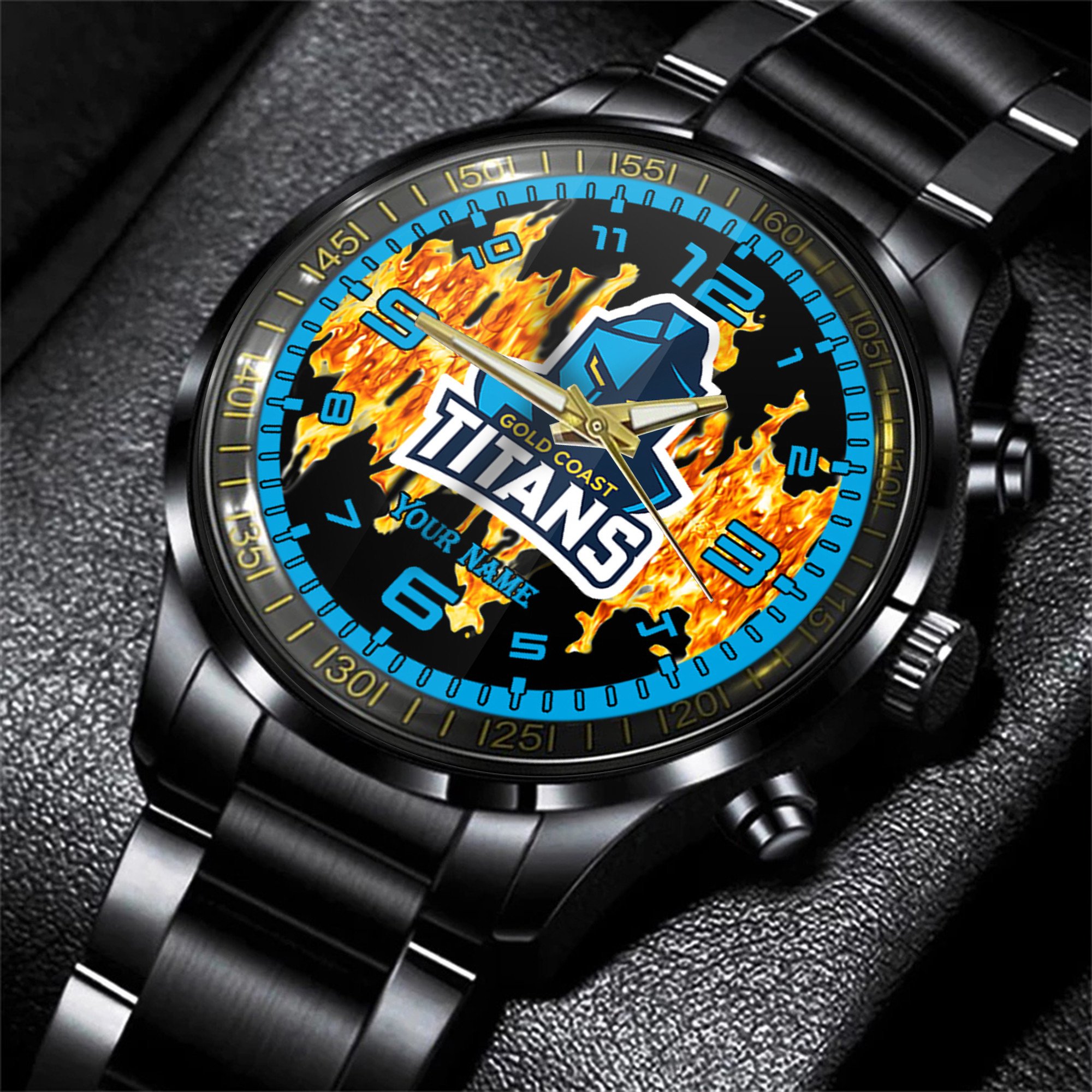 Goalzenith Gold Coast Titans NRL Personalized 3D Men Hand Watch Gift For Fans For Father For Fan
