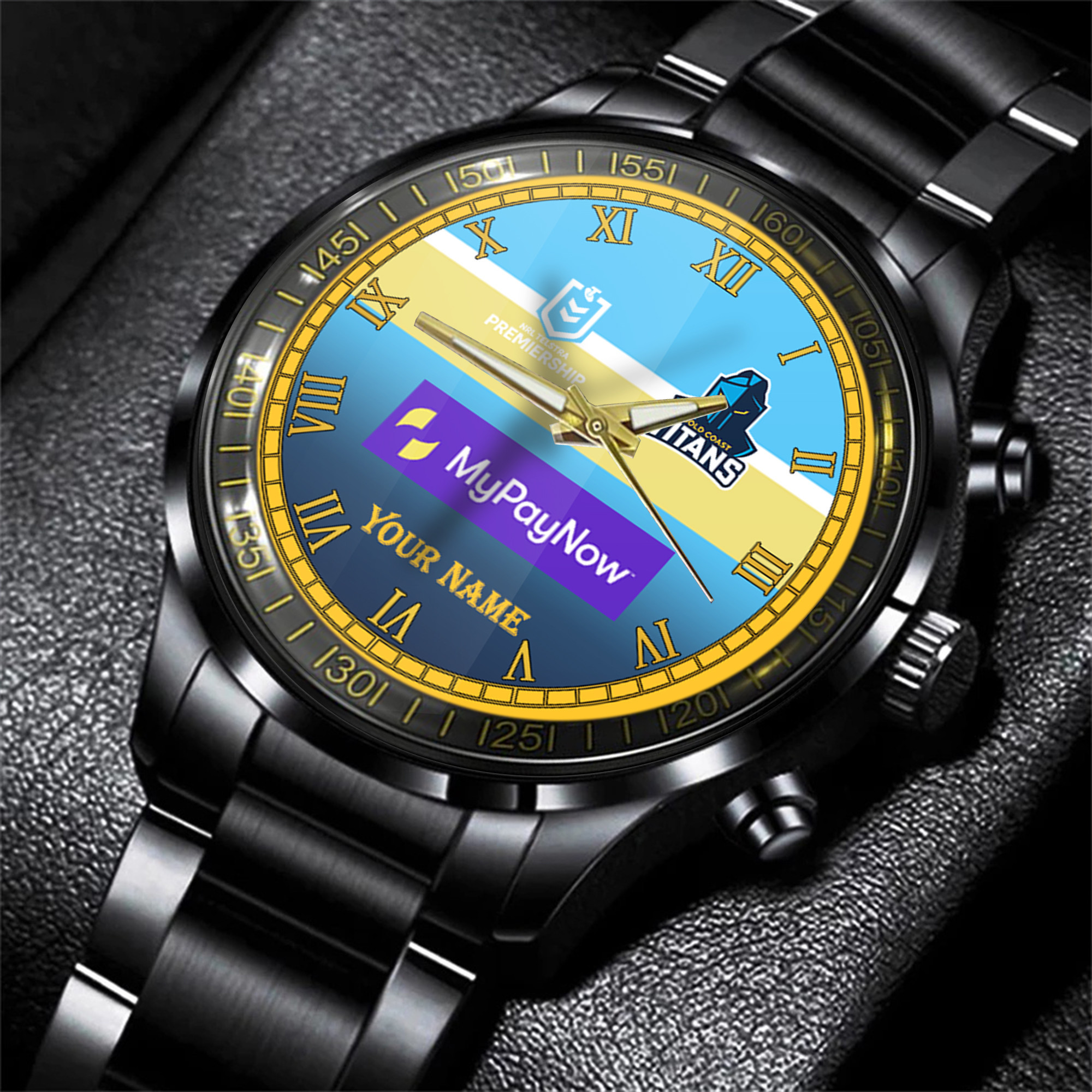 Goalzenith Gold Coast Titans NRL Personalized Style 3D Men Hand Watch Gift For Fans